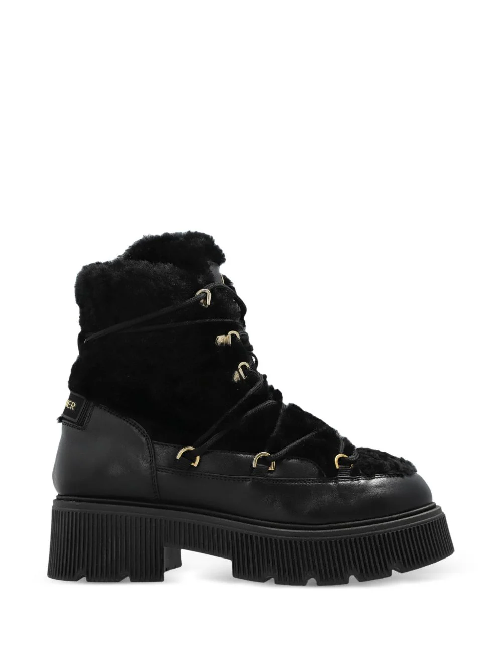 fur-panelled logo-patch ankle boots - 1