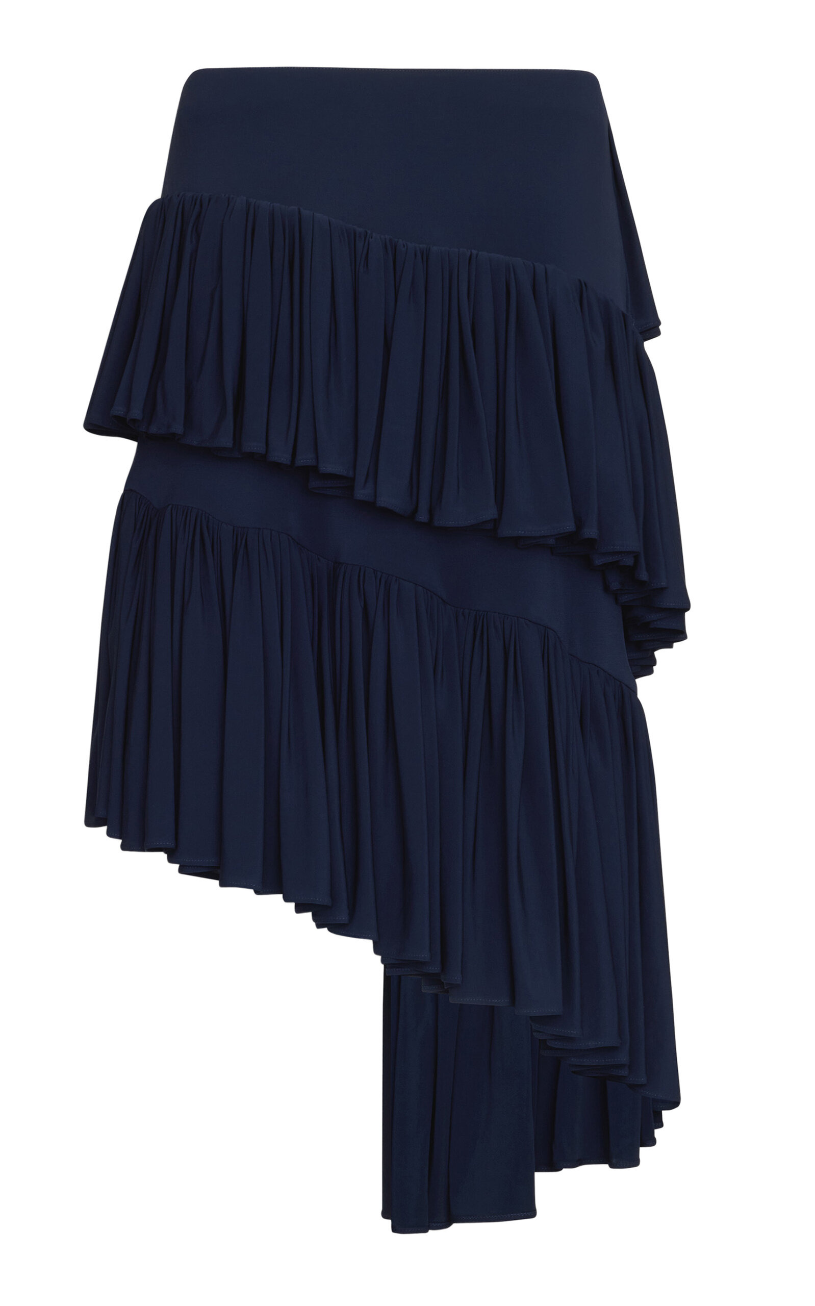 Spiral Tiered Cotton Midi Skirt blue - 6
