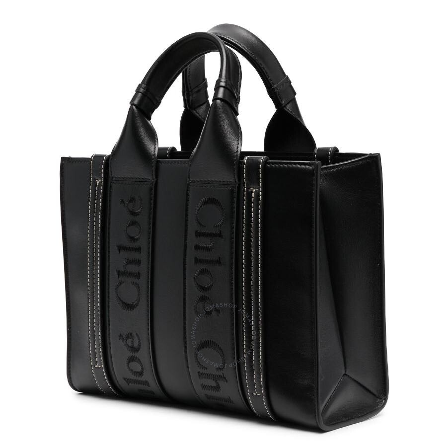 Chloe Woody Small Logo Embroidered Leather Tote - 2