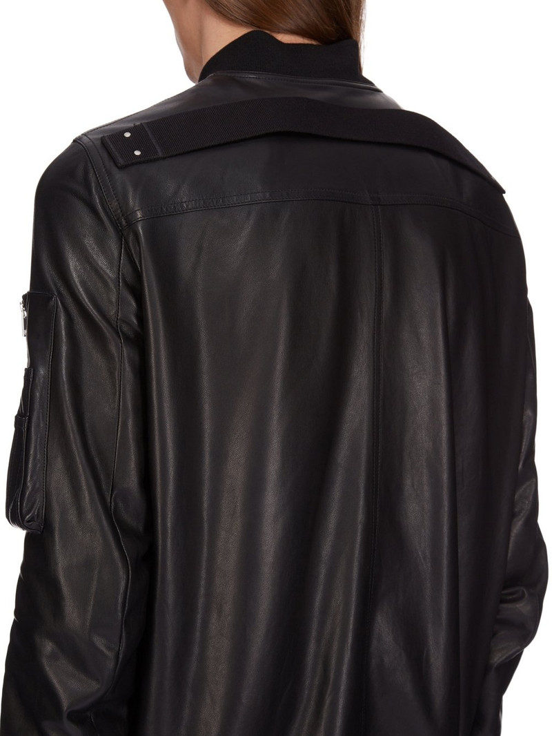 Classic Flight Oversized Webbing-Trimmed Distressed Leather Bomber Jacket 5