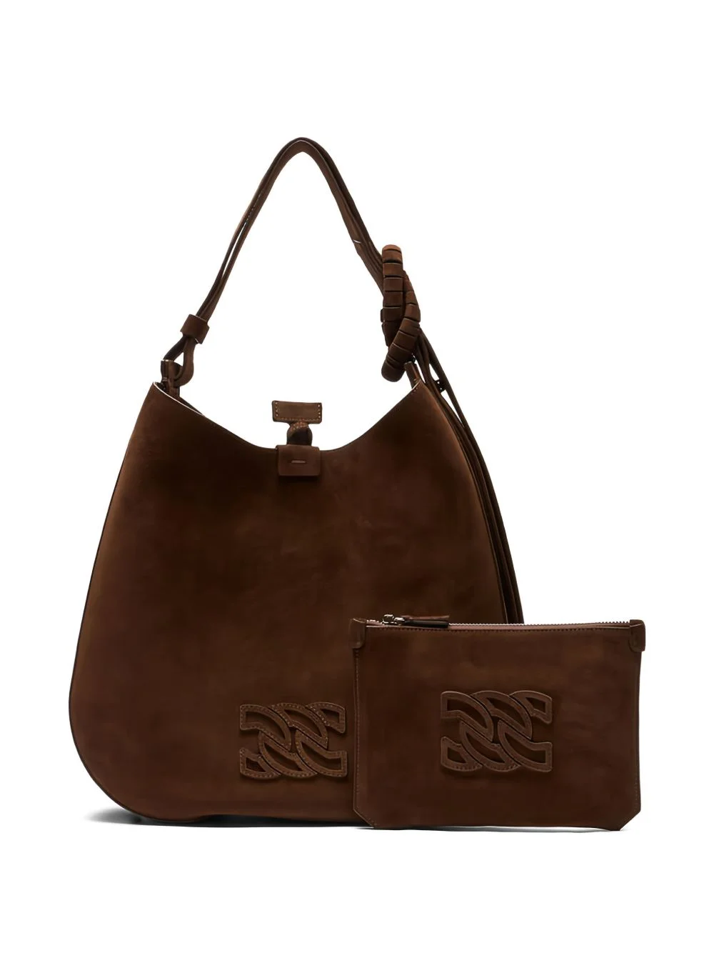 knotted suede shoulder bag - 1