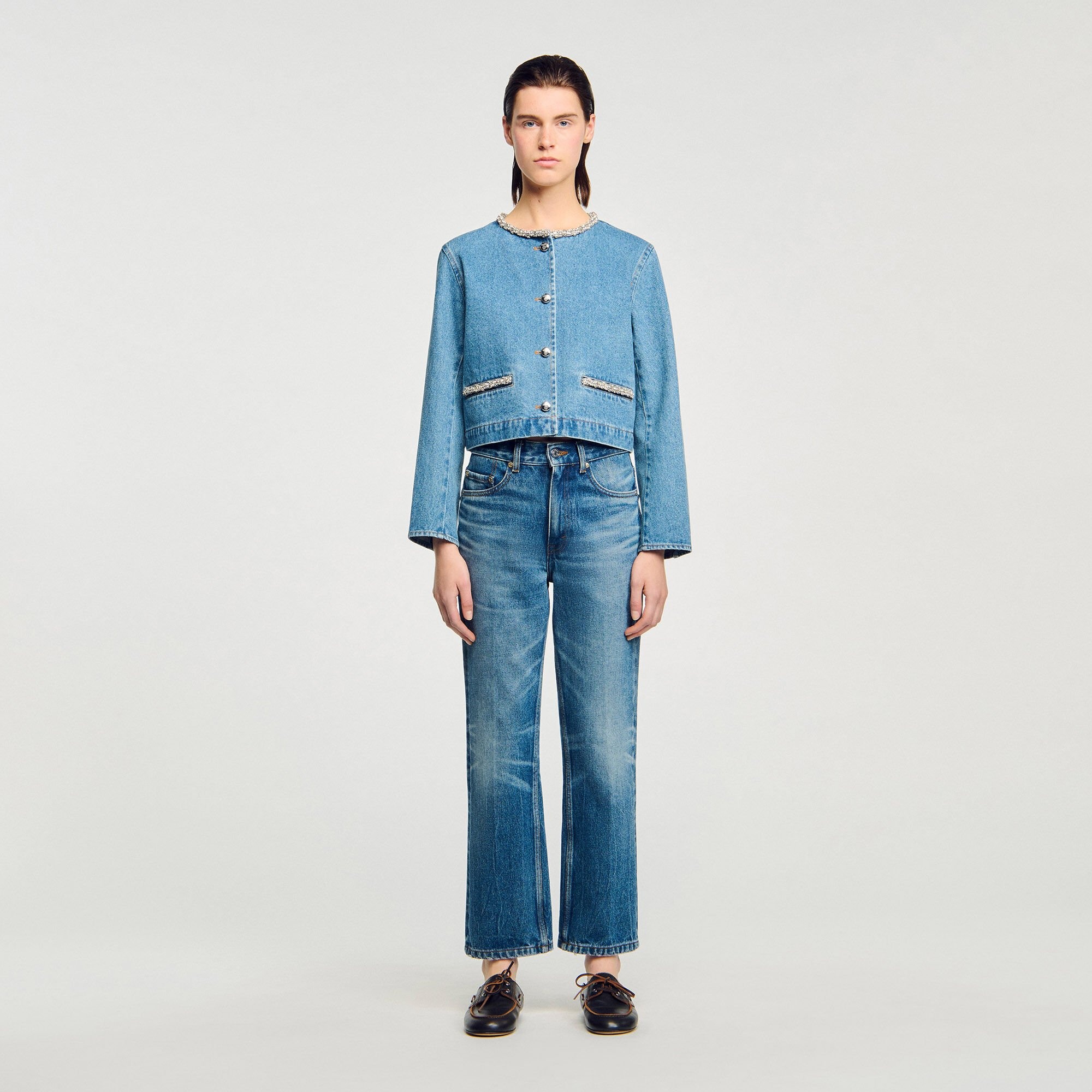 RHINESTONE DENIM JACKET - 2