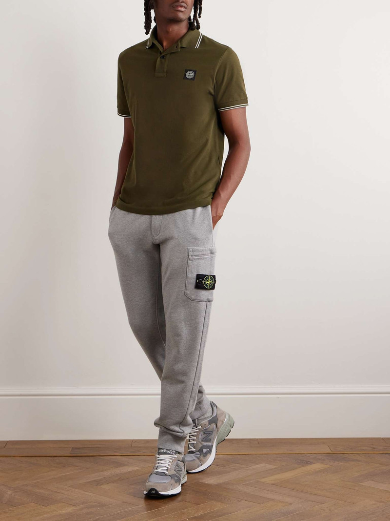 Stone Island Logo-Appliquéd Cotton-Blend Piqué Polo Shirt outlook