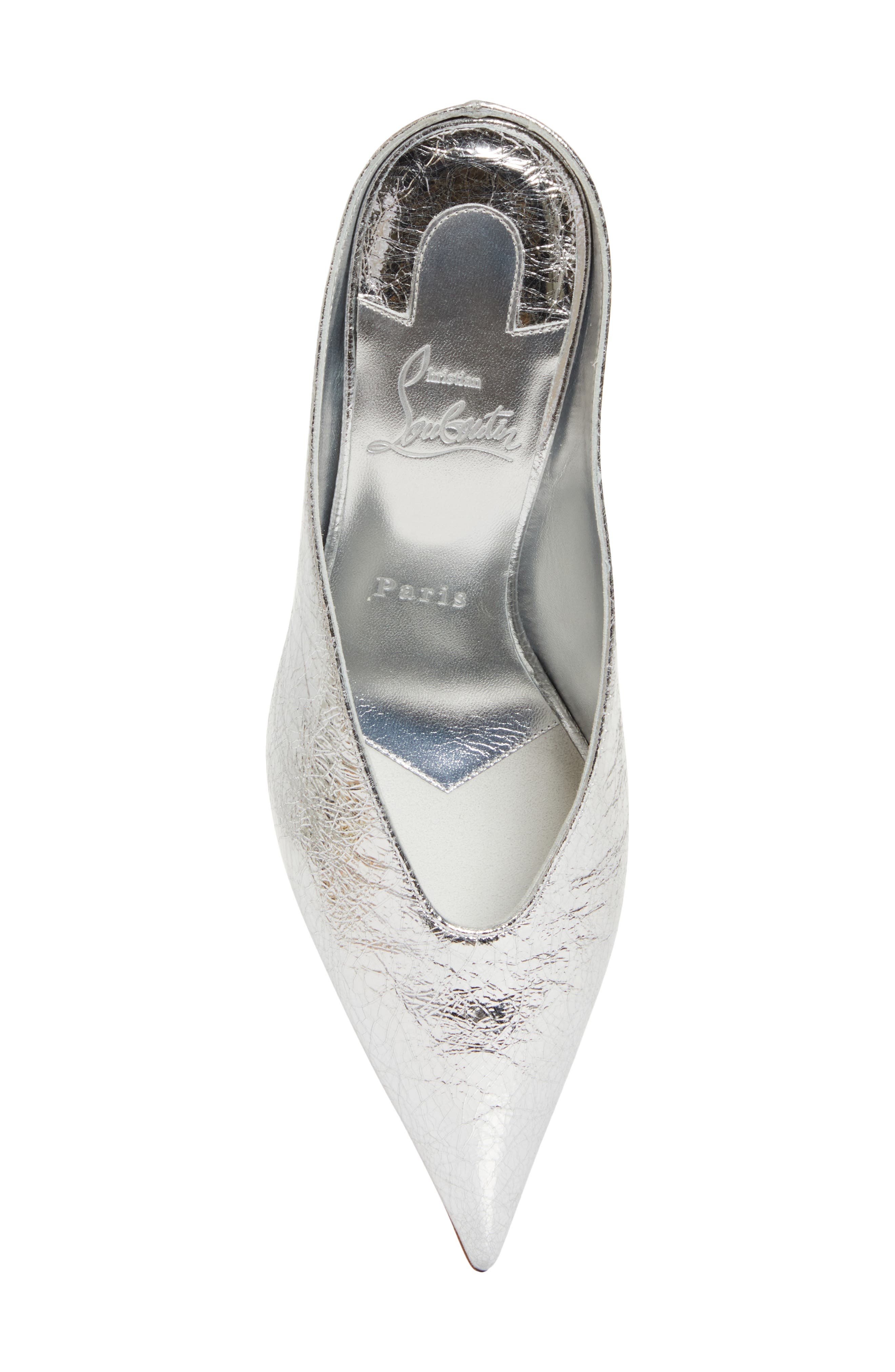 Christian Louboutin Miss Z Slimimule Pointed Toe Mule in Silver/Lin Silver at Nordstrom - 6