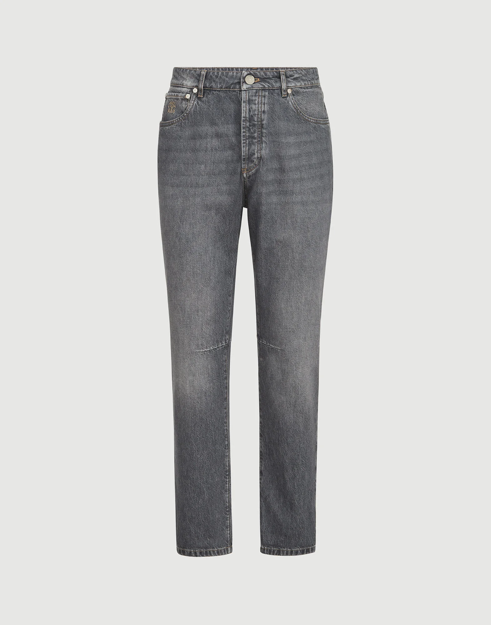 Greyscale denim leisure fit five-pocket trousers - 1