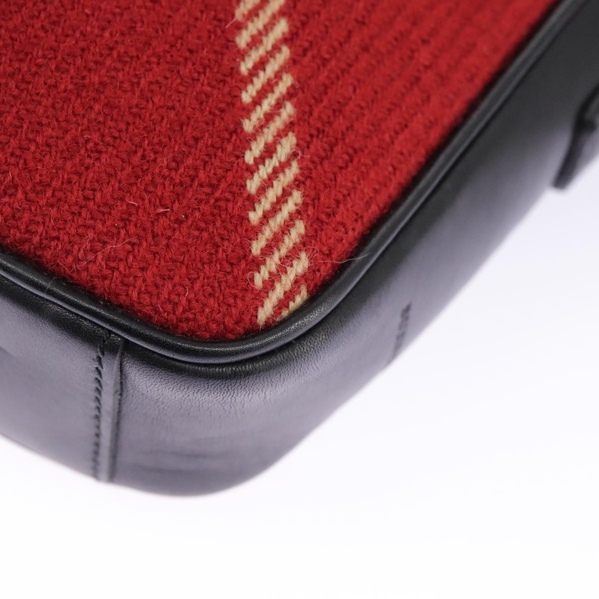 Burberry Nova Check Shoulder Bag Wool Red Silver - 14