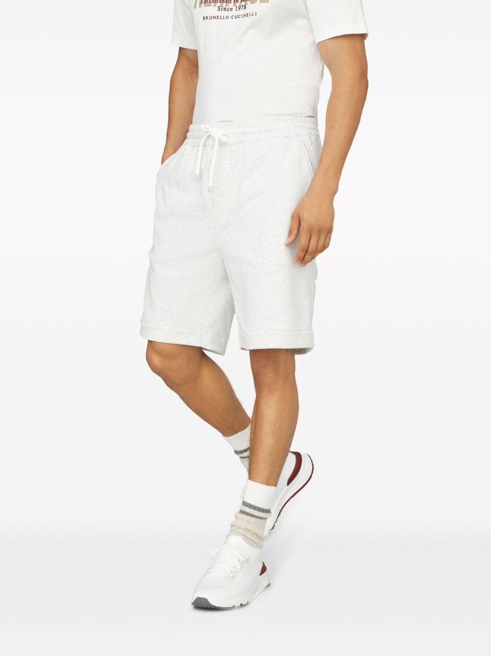 drawstring-waist jersey track shorts - 2