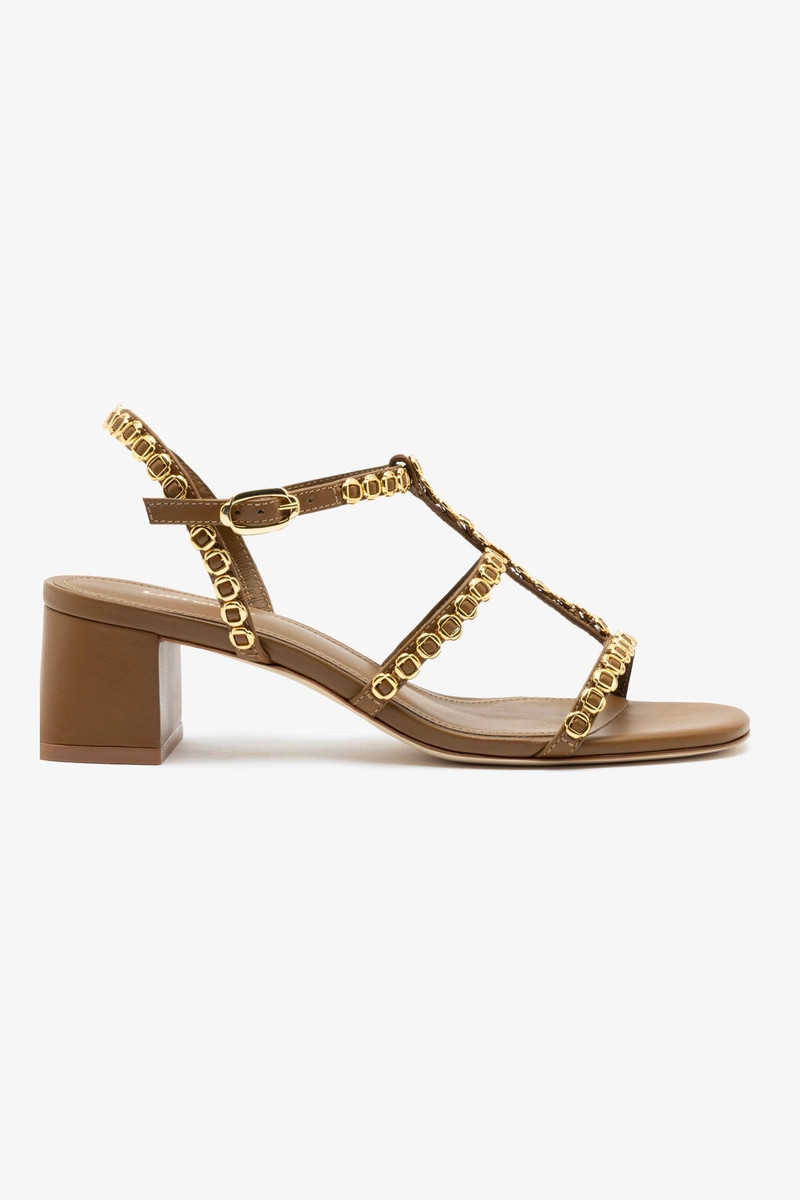 Milanina Block Sandal In Russet Leather 1