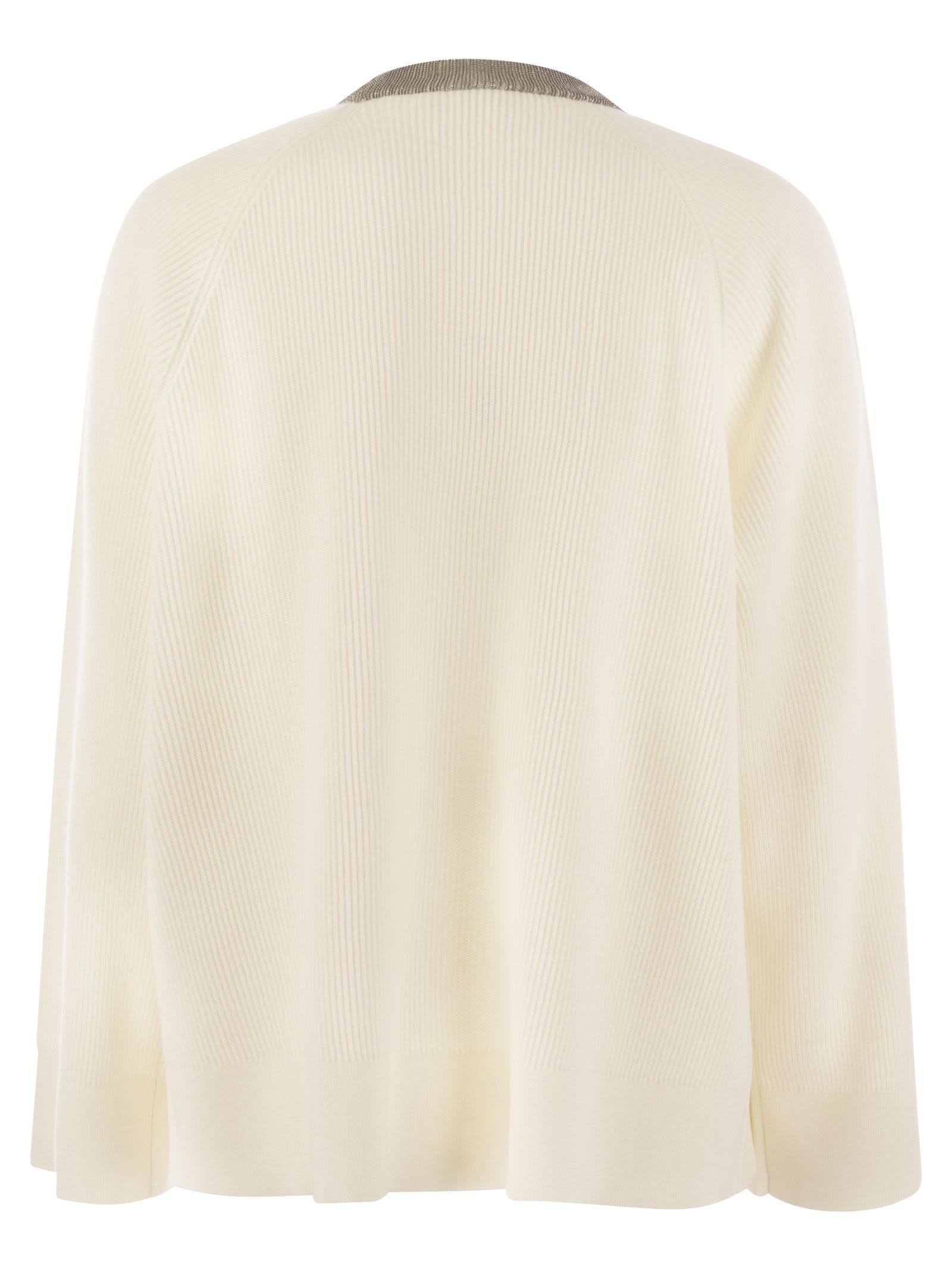 Brunello Cucinelli Women Ribbed Cashmere Sweater With Necklace - 2