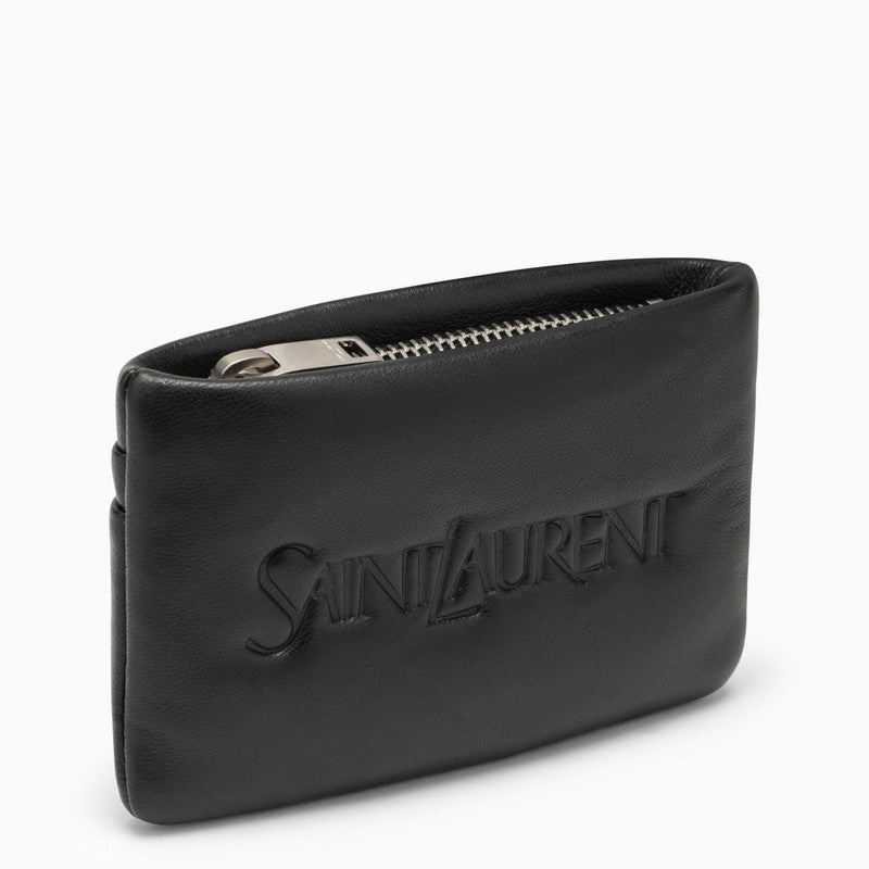 Saint Laurent Black Padded Leather Coin Purse With Logo Men - 1