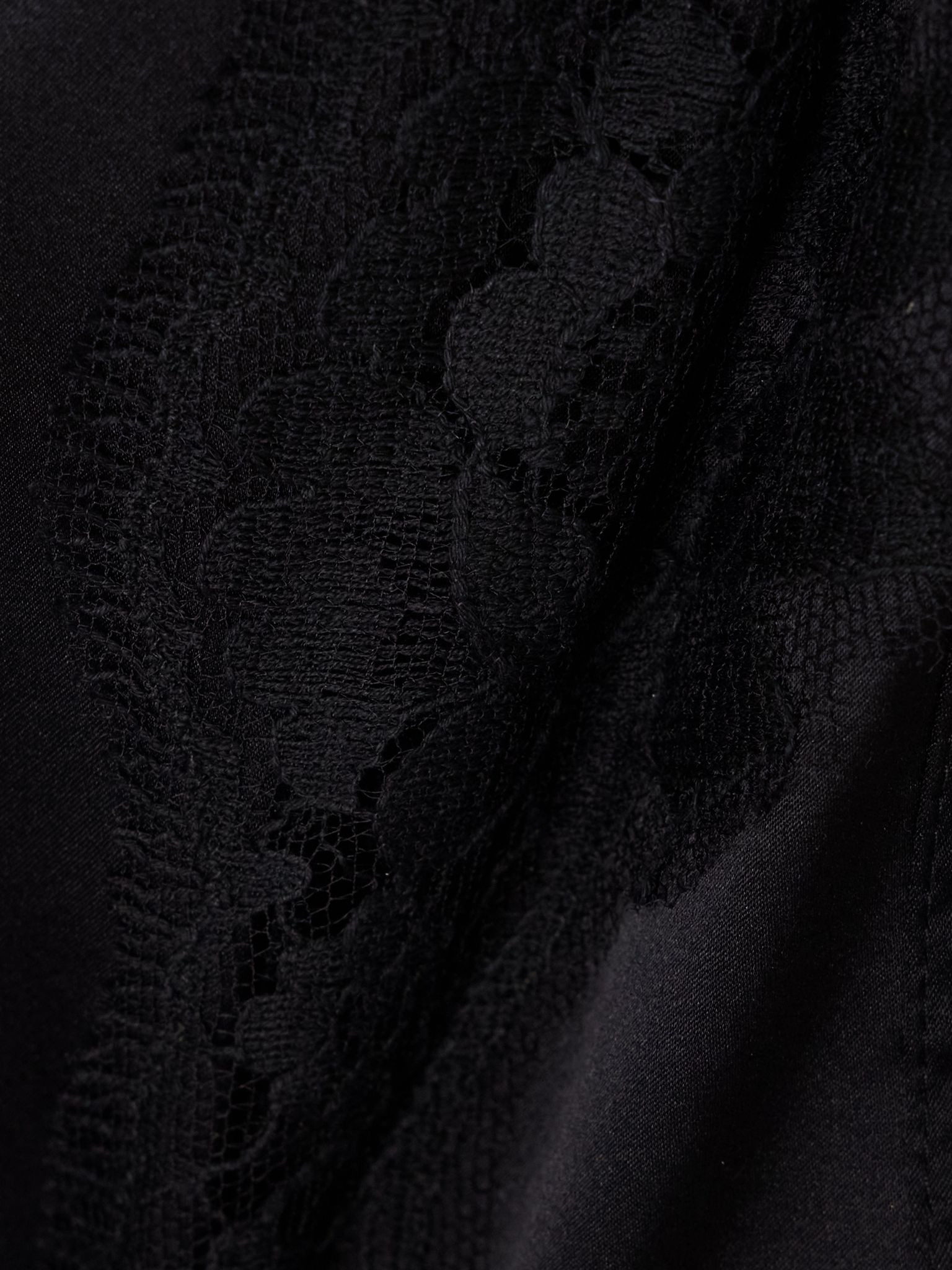 Lace-trimmed silk-blend satin bodysuit Black - 5