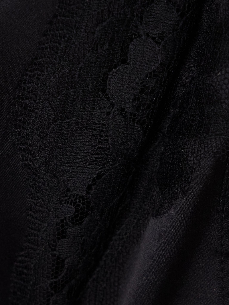 Lace-trimmed silk-blend satin bodysuit Black 5