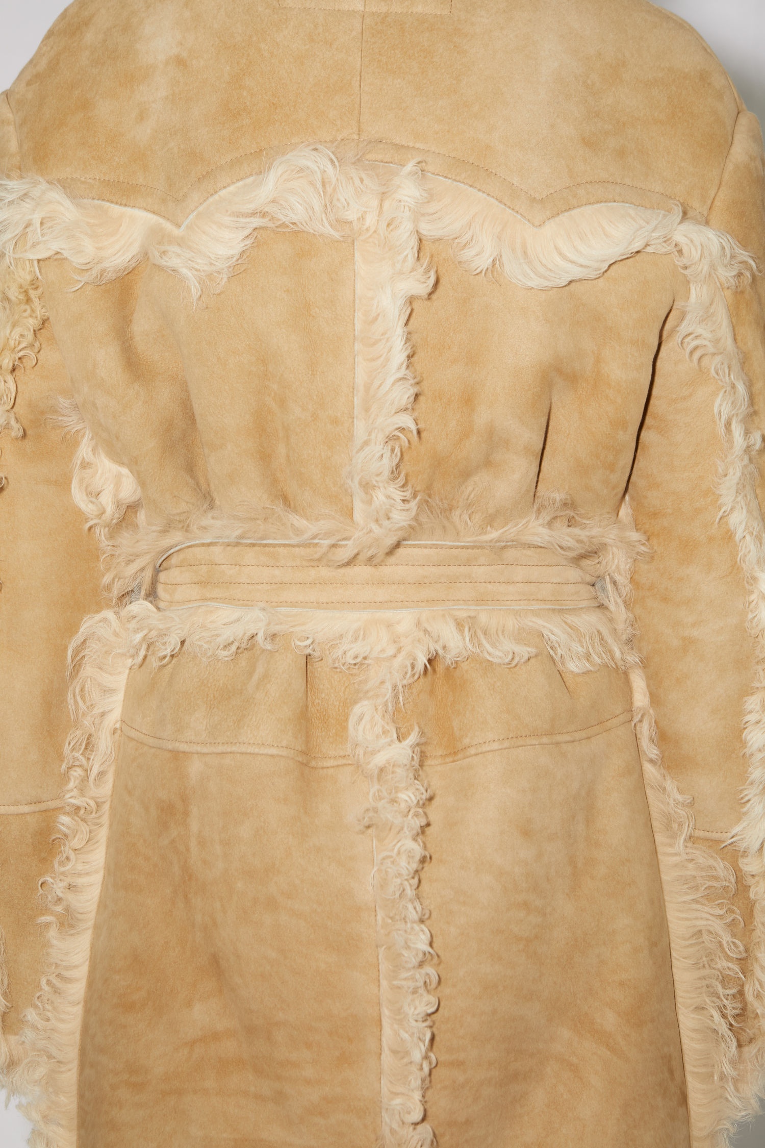 Double breasted shearling coat - Beige - 6