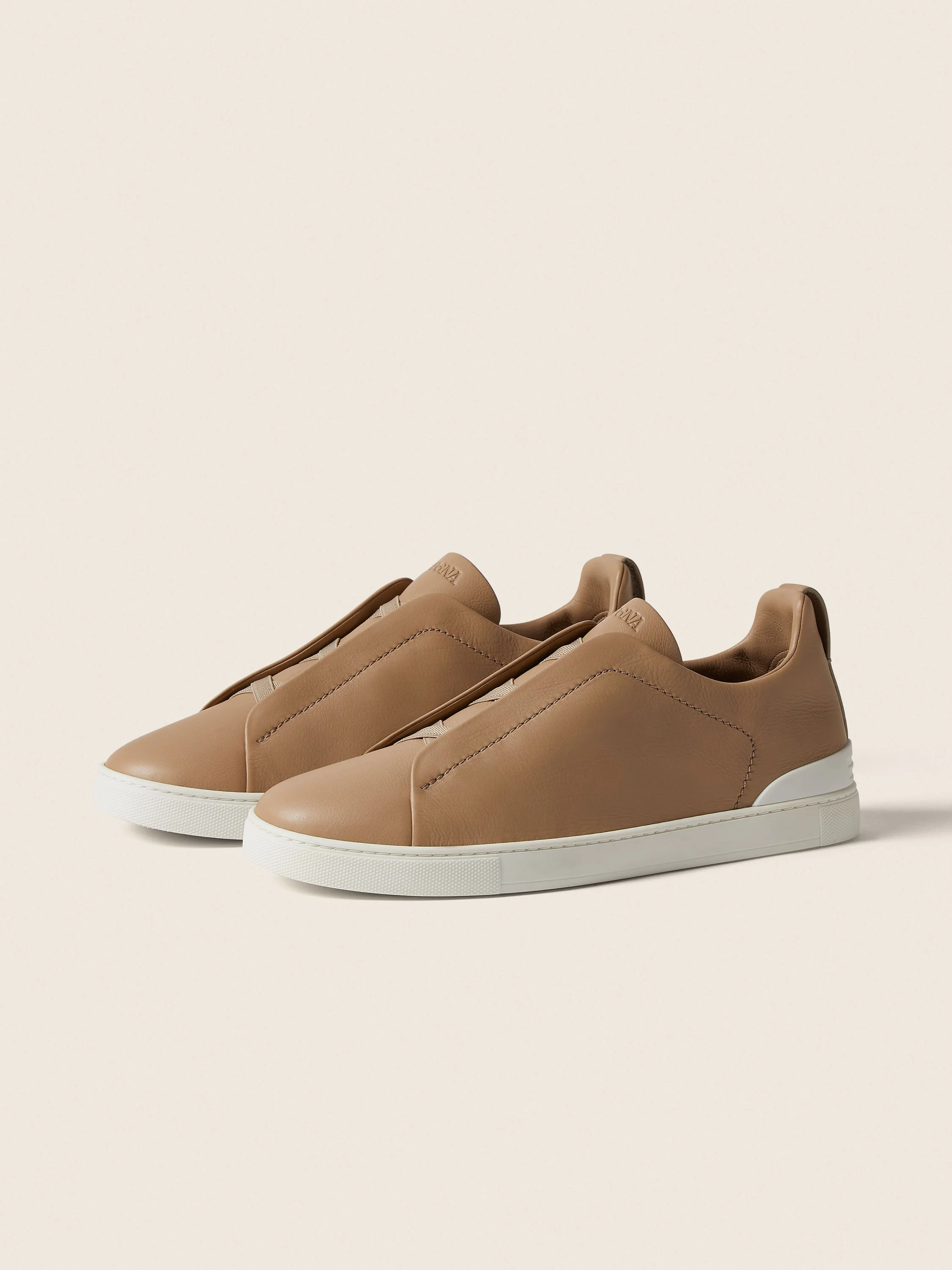 BEIGE TRIPLE STITCH™ SECONDSKIN SNEAKERS - 1