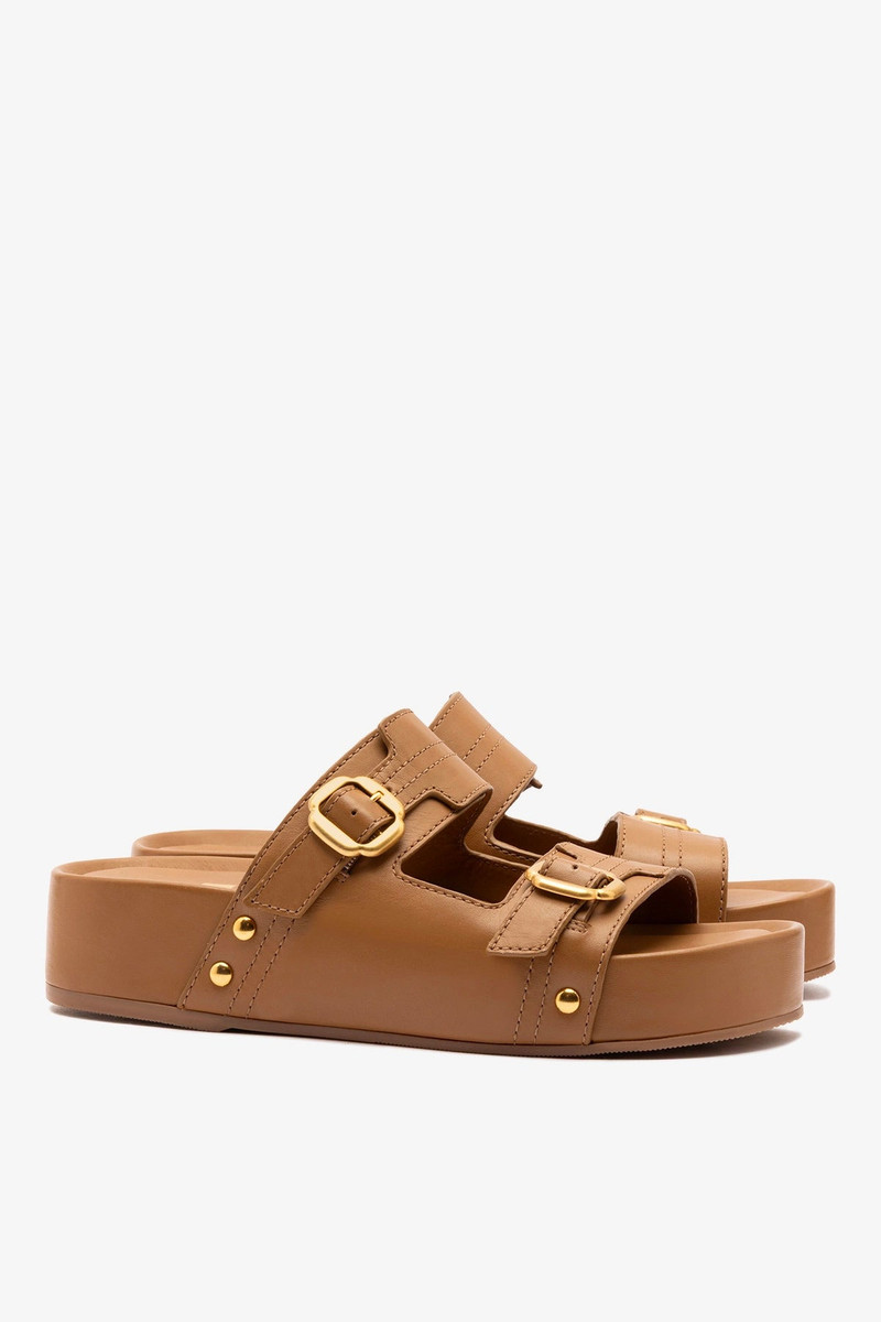 Milan Flatform Sandal In Light Caramel Vegetale Leather 3