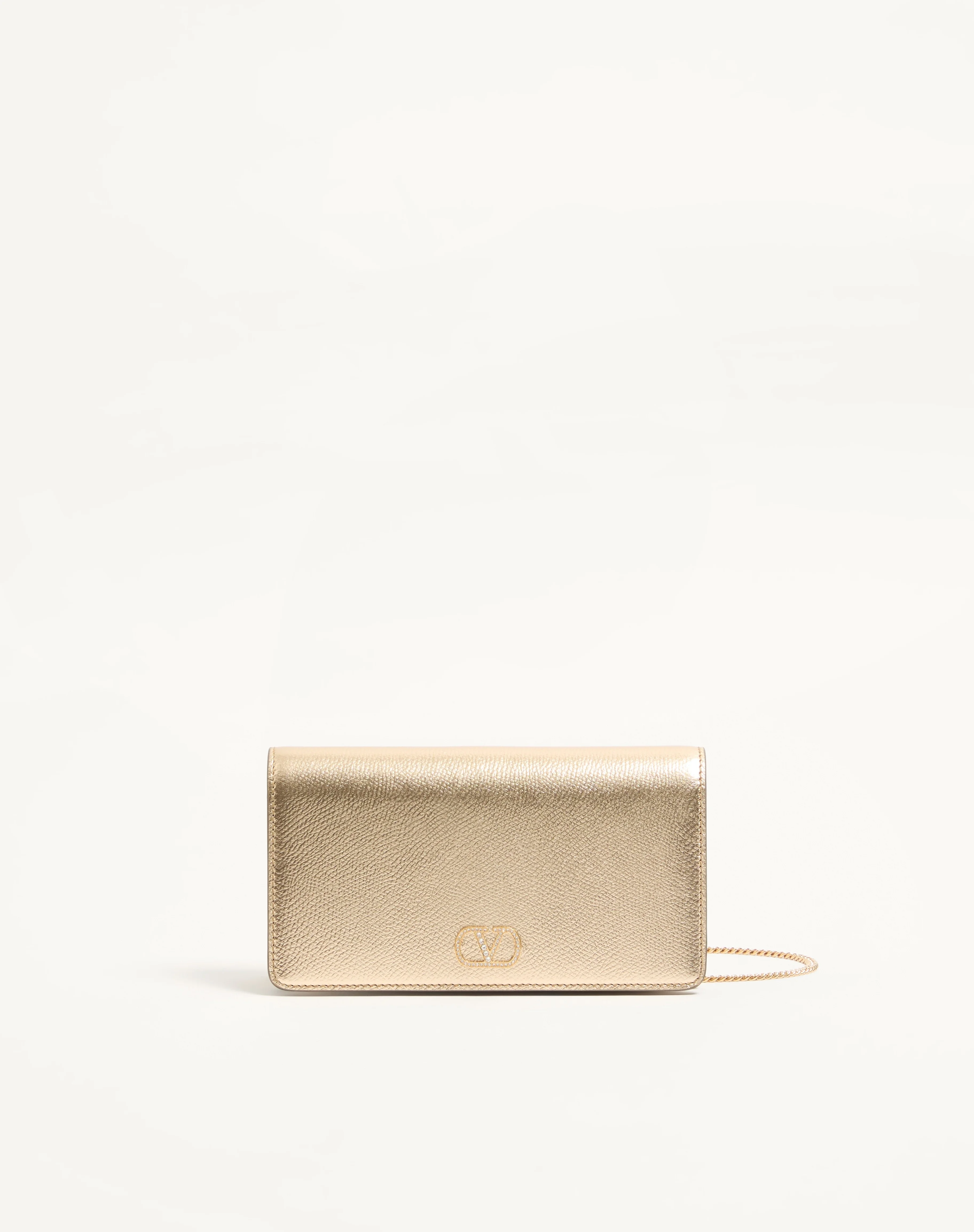 VLOGO SIGNATURE MINI SHOULDER BAG IN LAMINATED GRAINY CALFSKIN WITH JEWEL LOGO - 1
