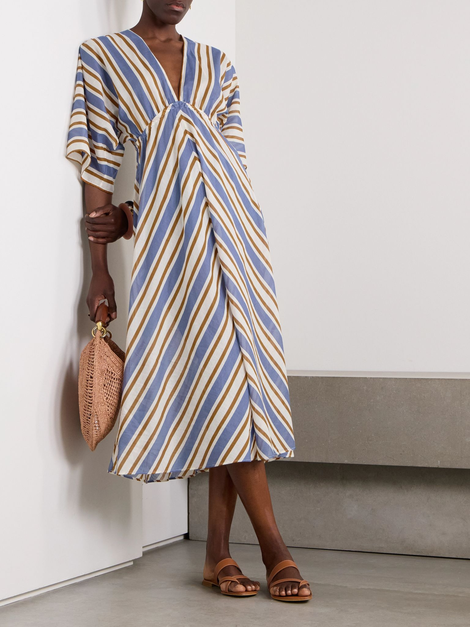 Sailor Summer striped cotton-voile kaftan Blue - 2
