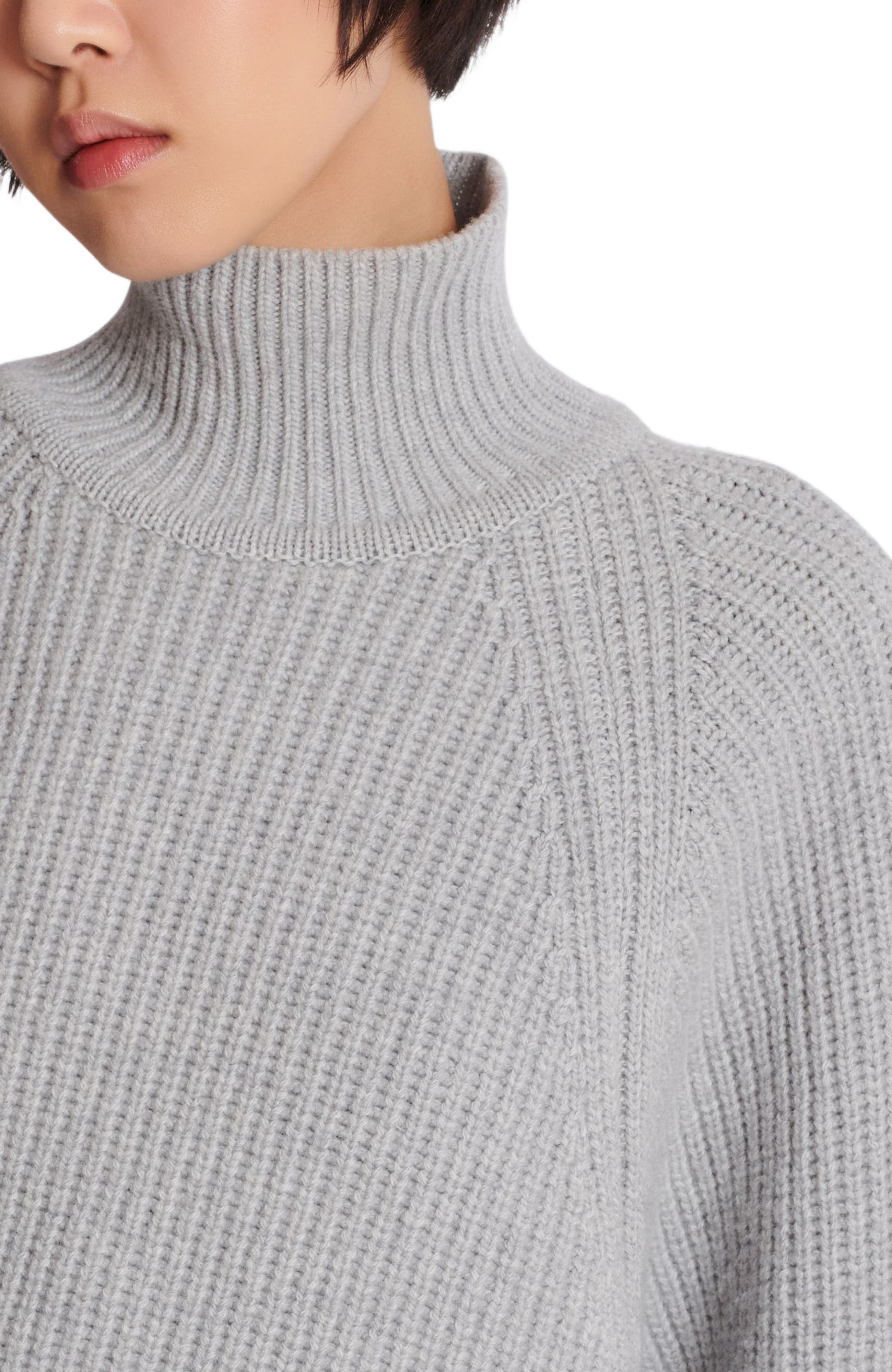 Balmain High-Neck Ribbed Knit Jumper in Grey at Nordstrom - 7