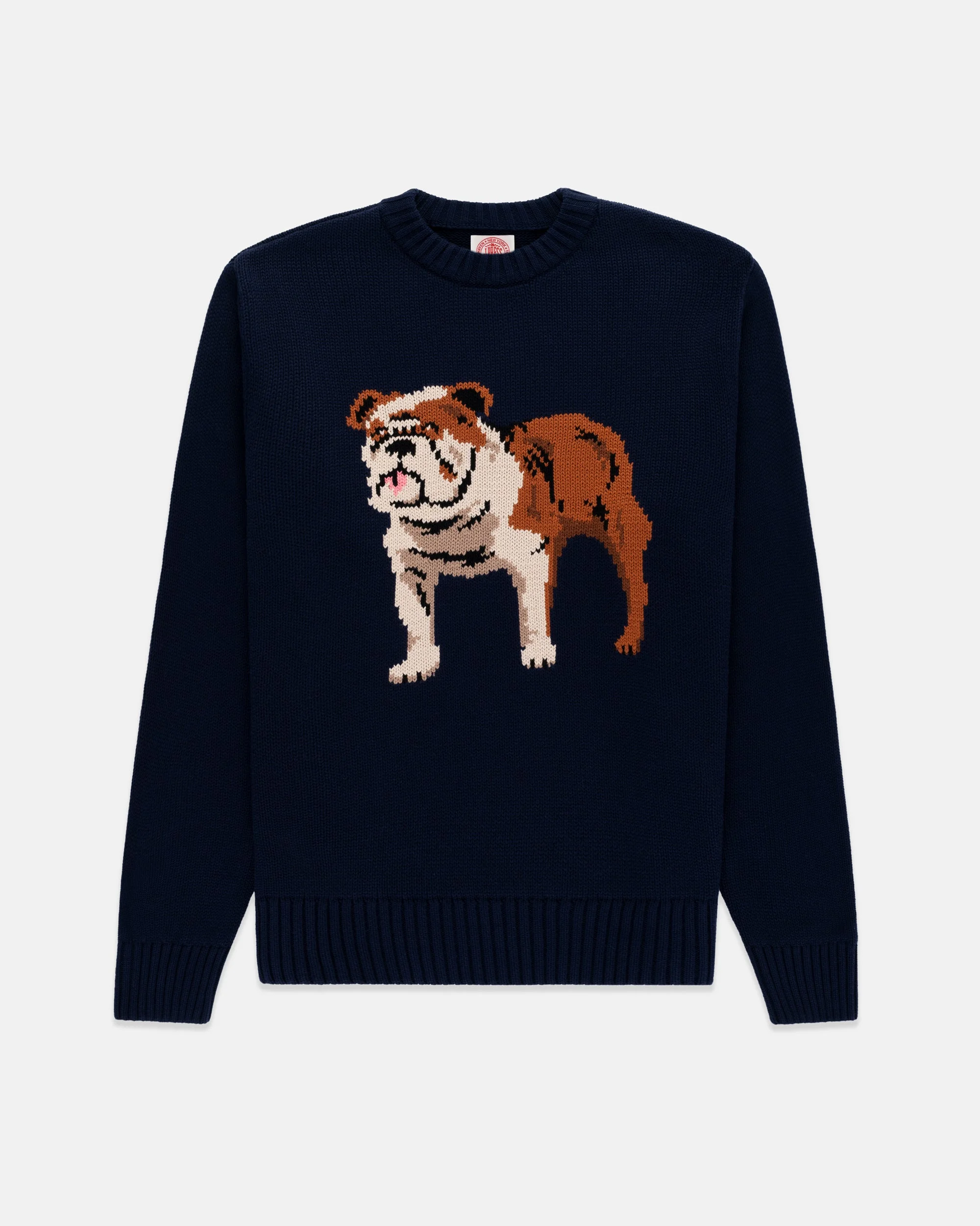 BULLDOG INTARSIA KNIT COTTON SWEATER - 1