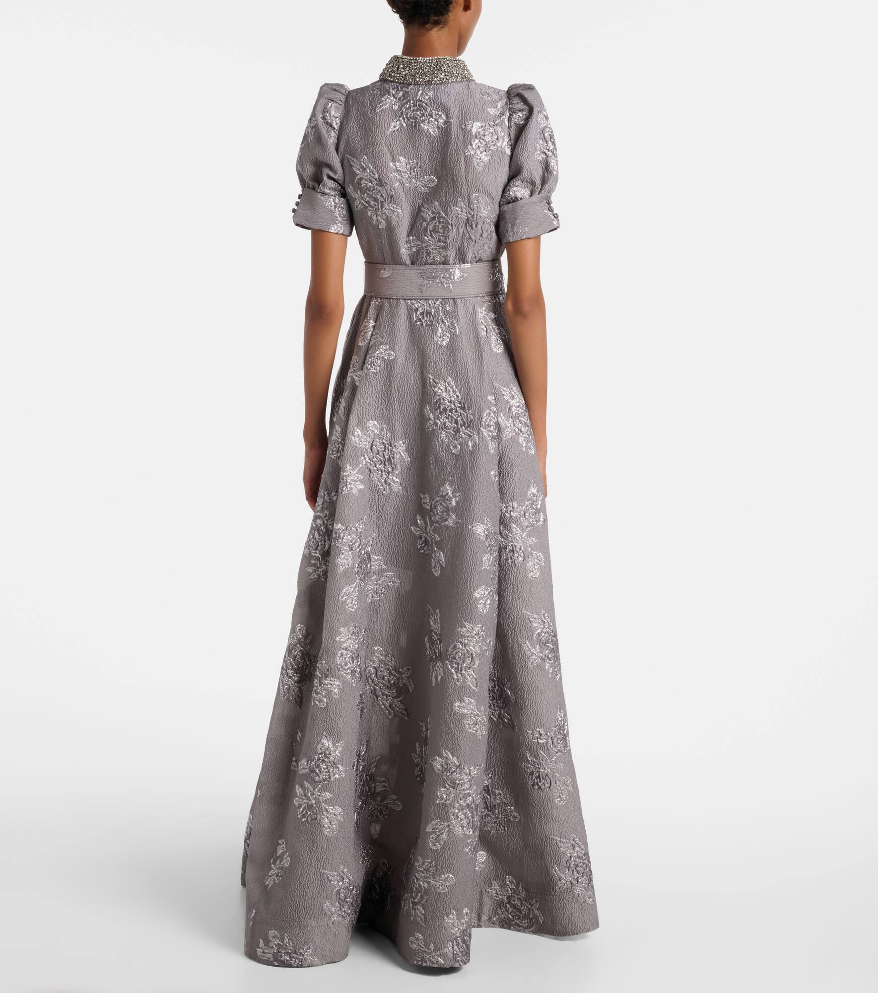 Ruth embellished belted brocade gown - 3
