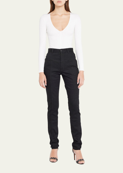 Alaïa Slim-Leg Denim Pants w/ Corset Belt Detail outlook