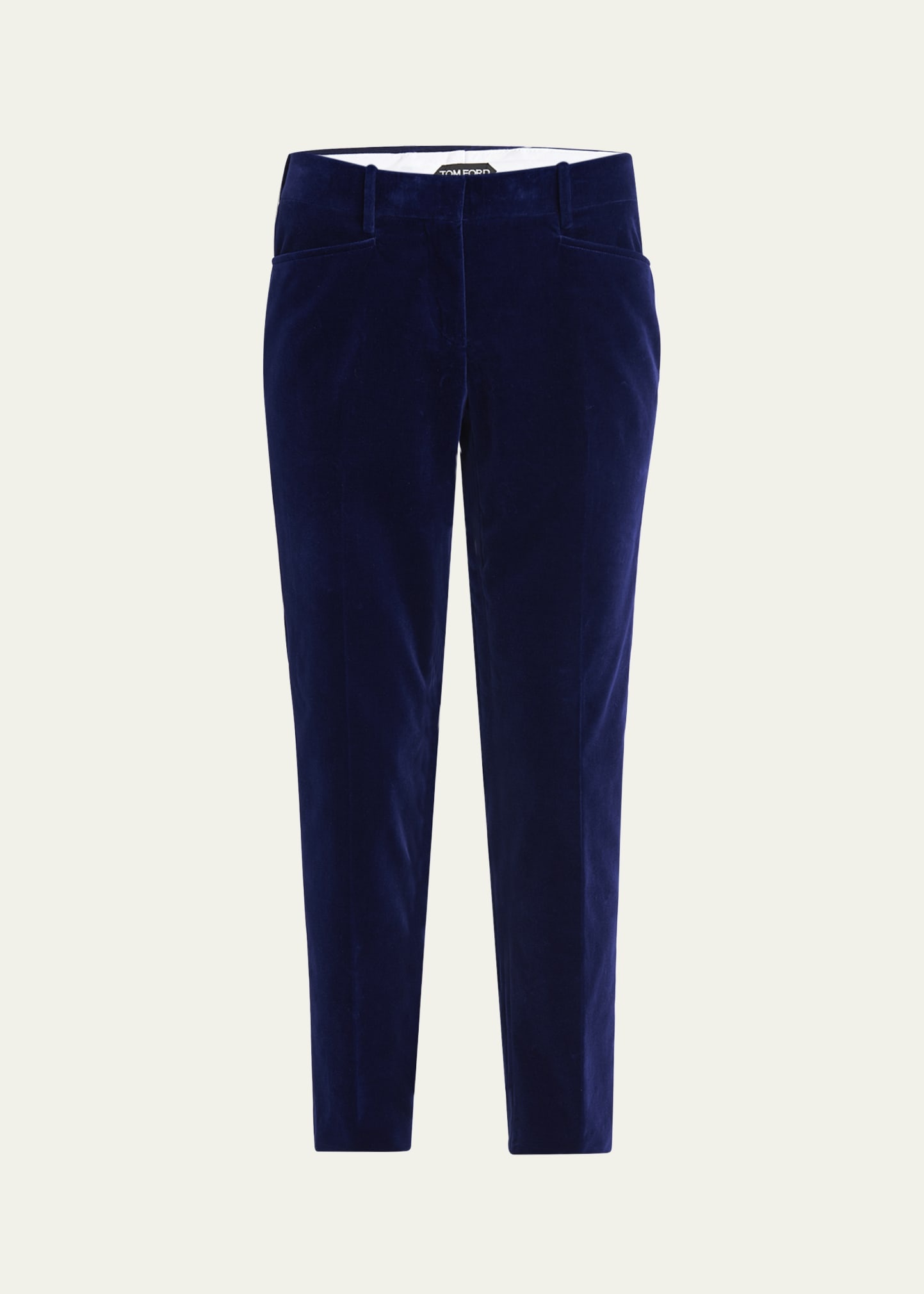 Velvet Slim-Leg Ankle Cigarette Trousers - 1