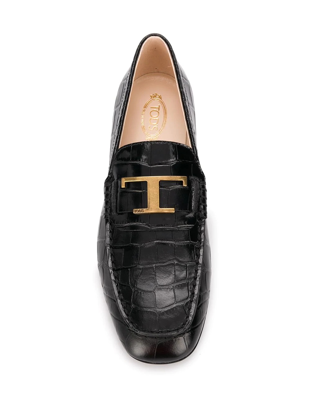 crocodile-effect leather loafers - 4