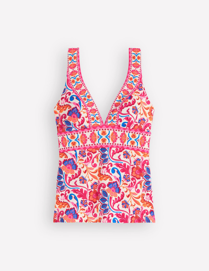 Porto Tankini Top-Pink Power, Flourishing Meadow - 1