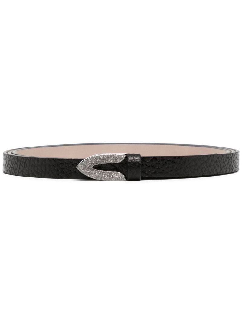 pebble-leather thin belt - 1