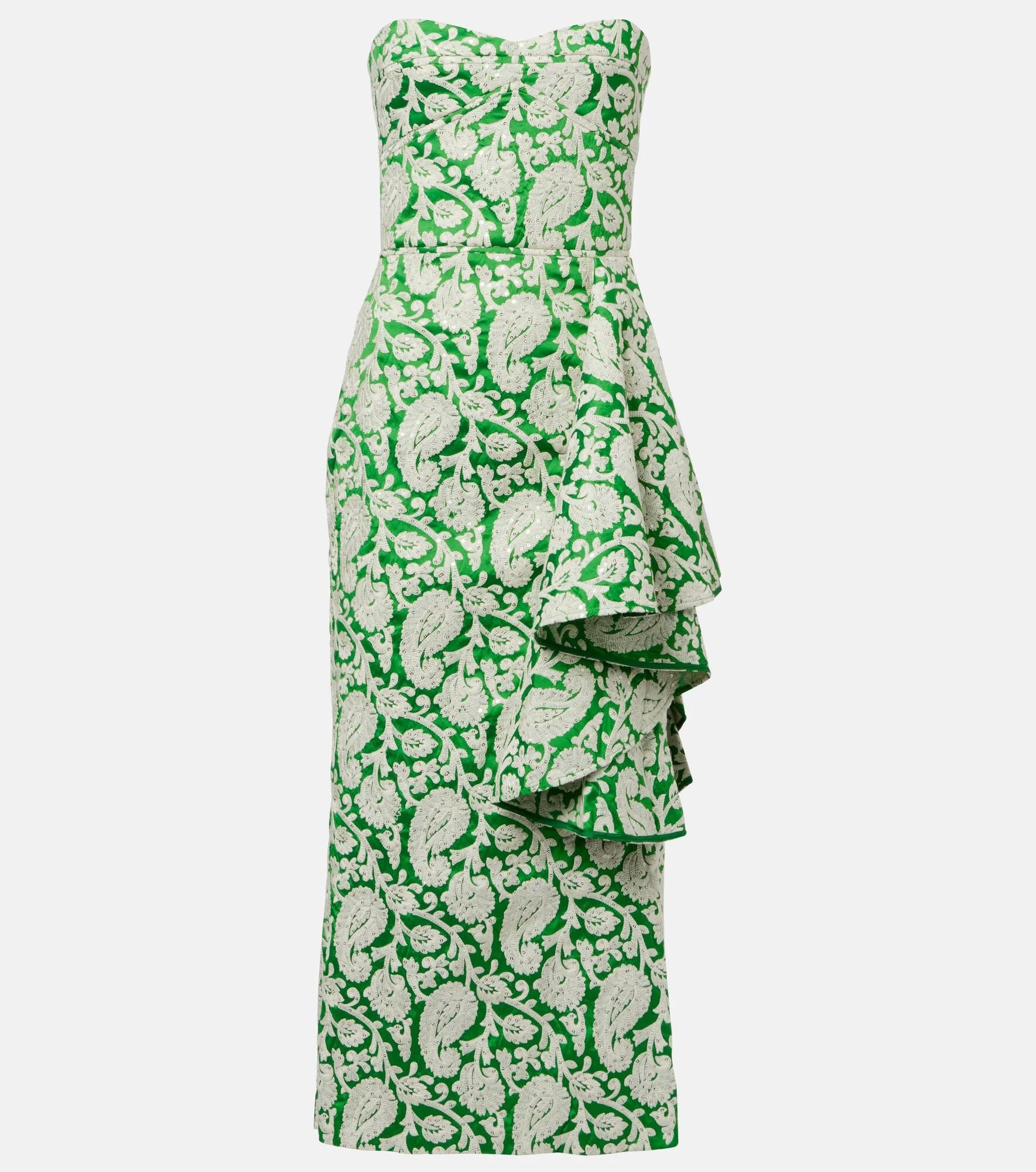 Draped paisley midi dress - 1