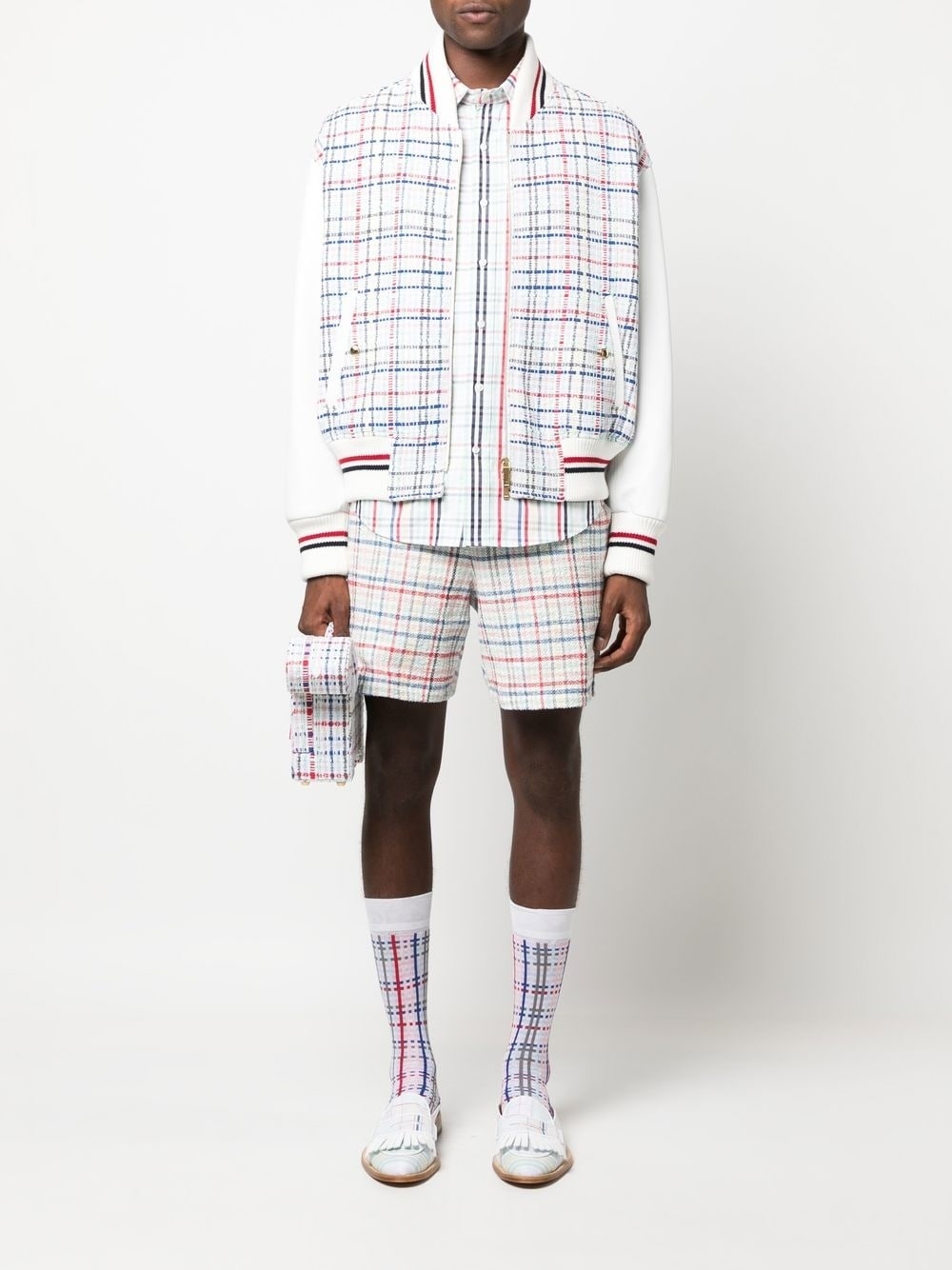 gingham-check bomber jacket - 2