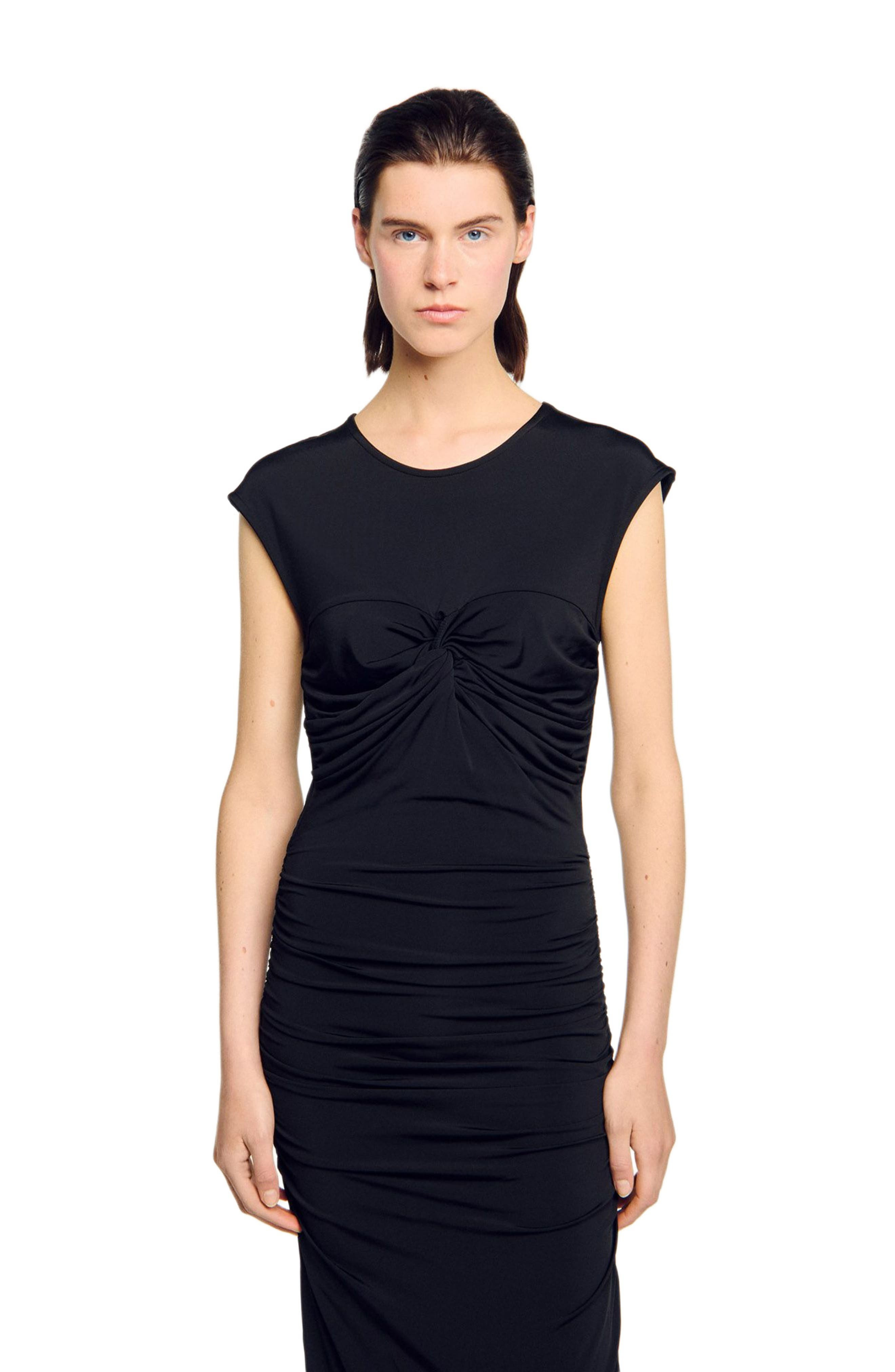 SANDRO Draped maxi dress in Black at Nordstrom - 3