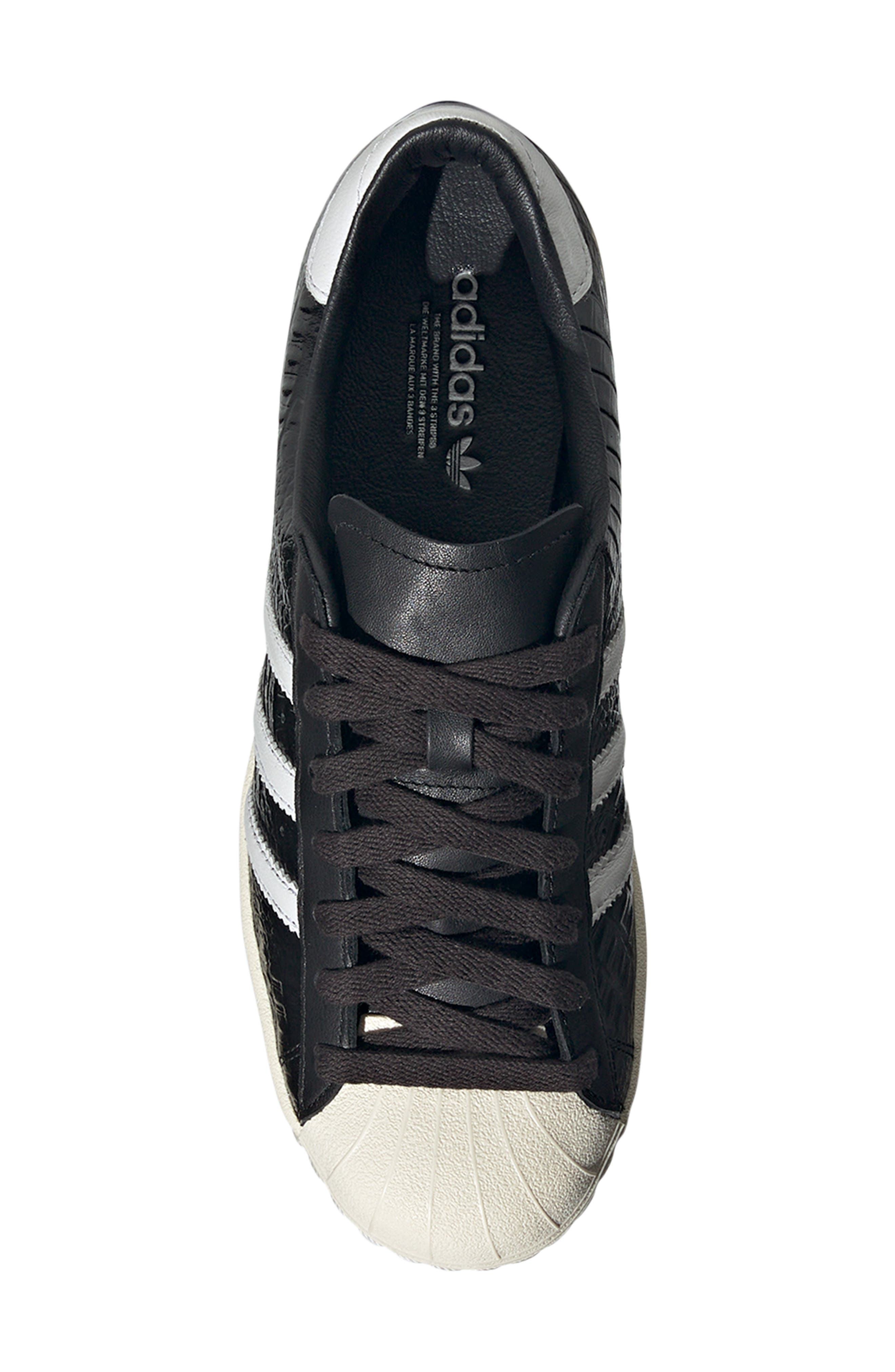 adidas Superstar Embossed Sneaker in Black/White/Cream White at Nordstrom - 4