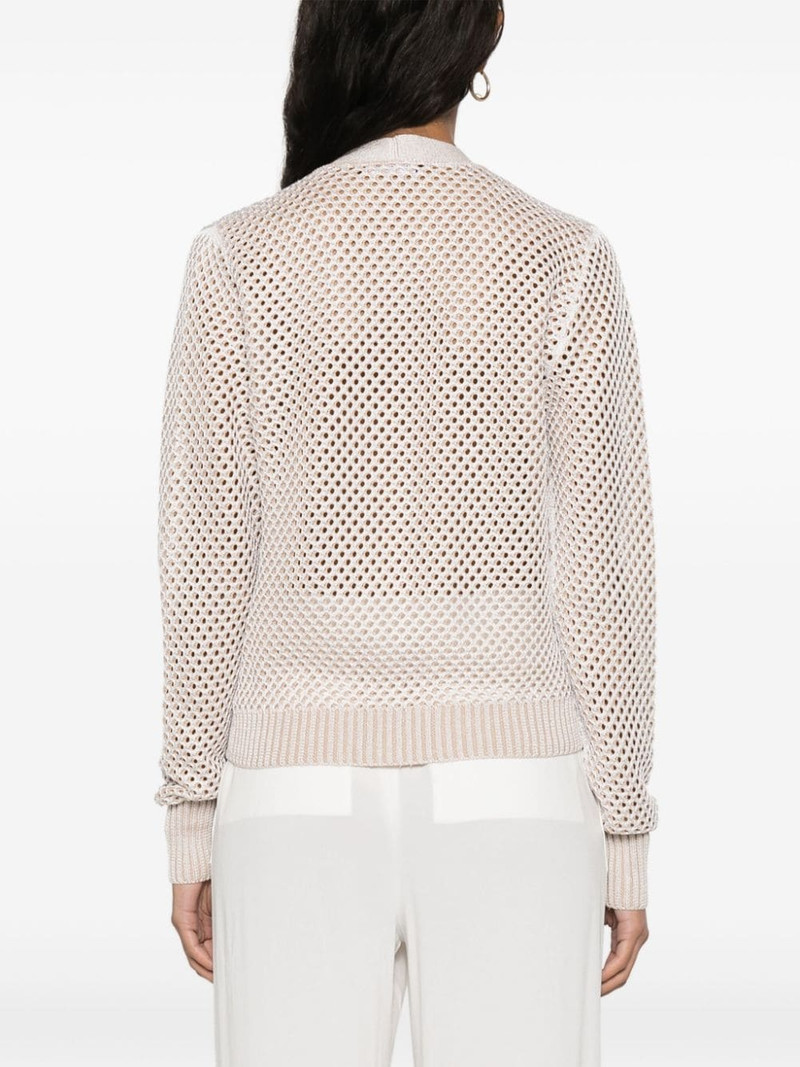 V-neck open-knit cardigan 4