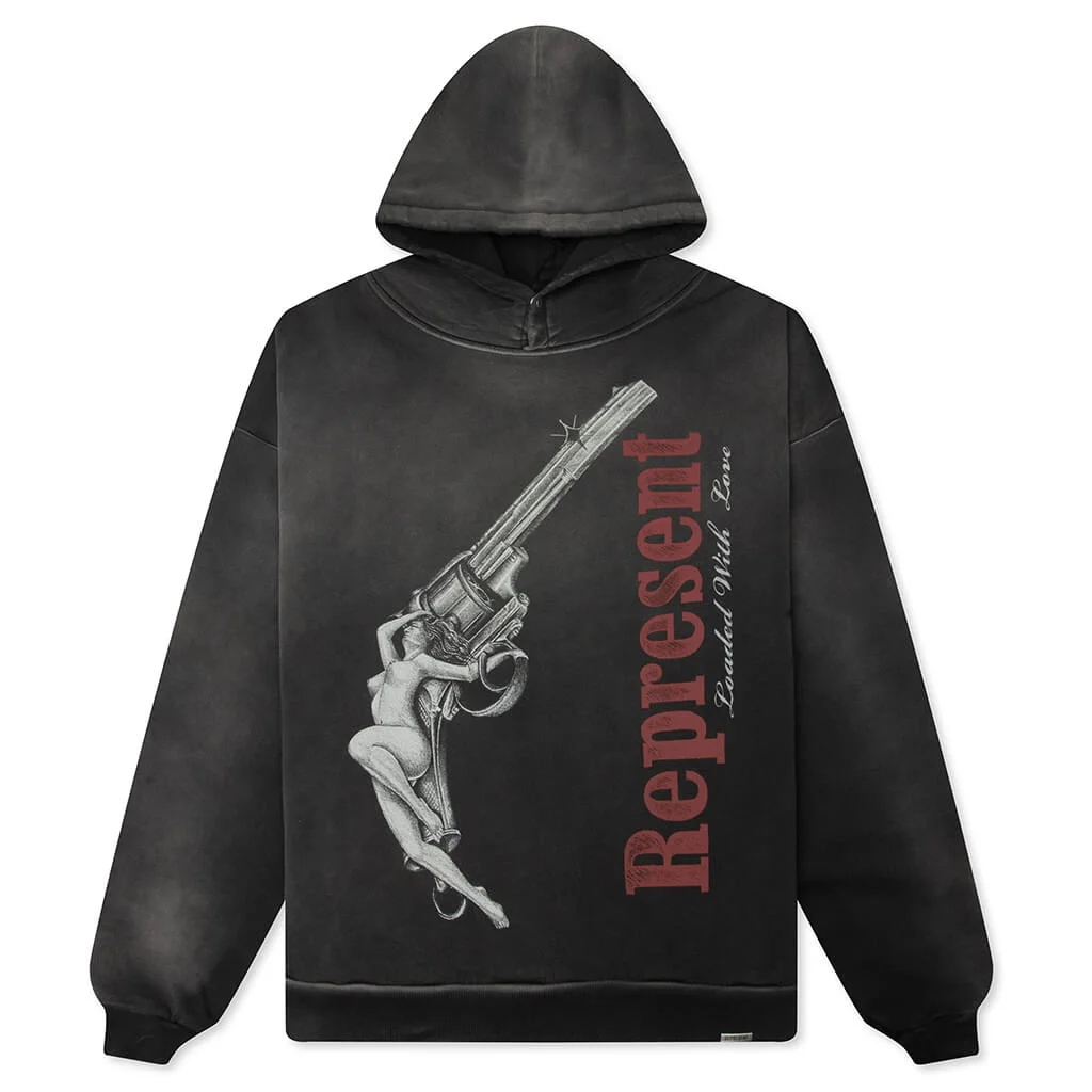 LOADED WITH LOVE HOODIE - STAINED BLACK - 1
