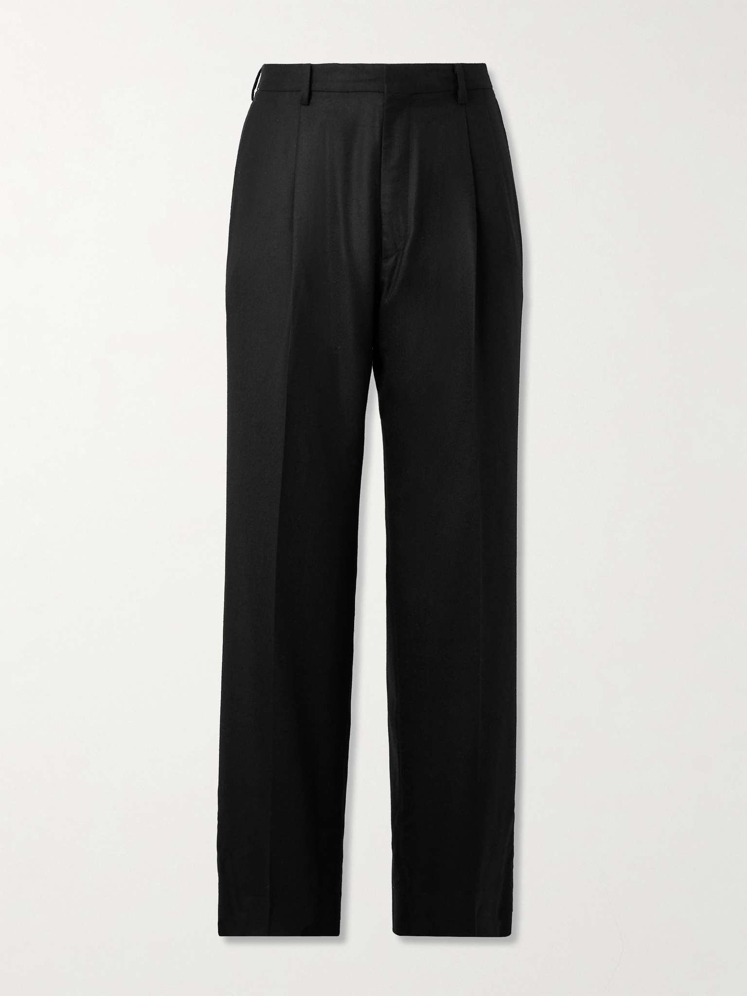 Wide-Leg Pleated Wool-Twill Trousers - 1