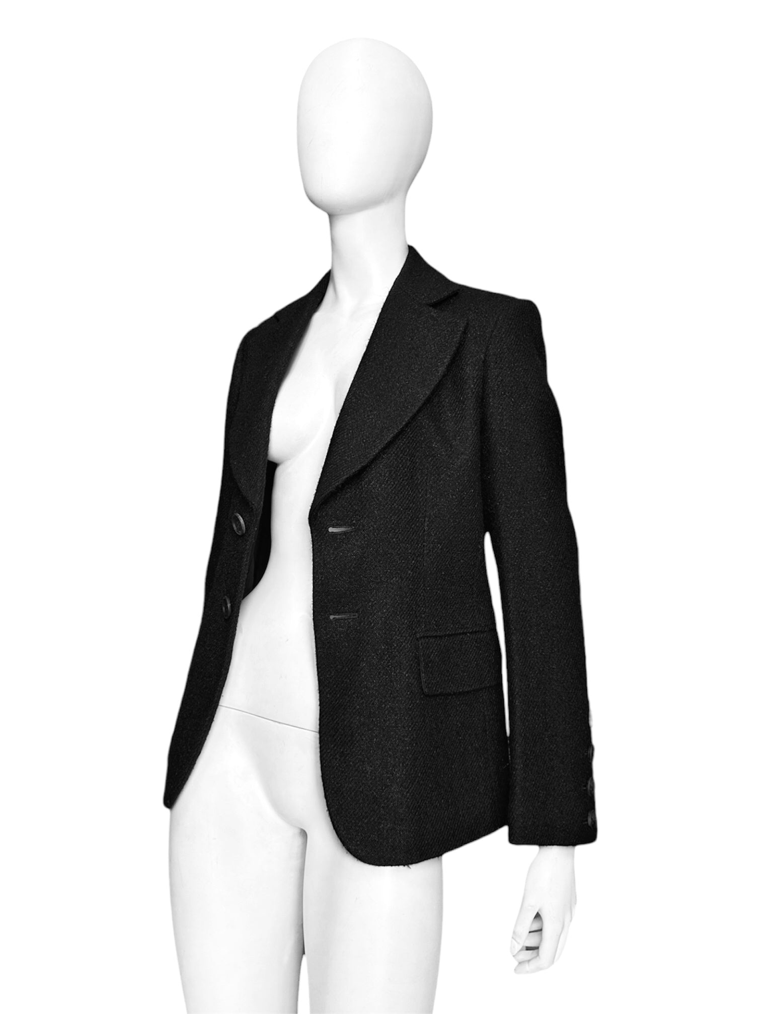 Junya Watanabe Fall 2002 Black Wool Tweed Blazer M - 2