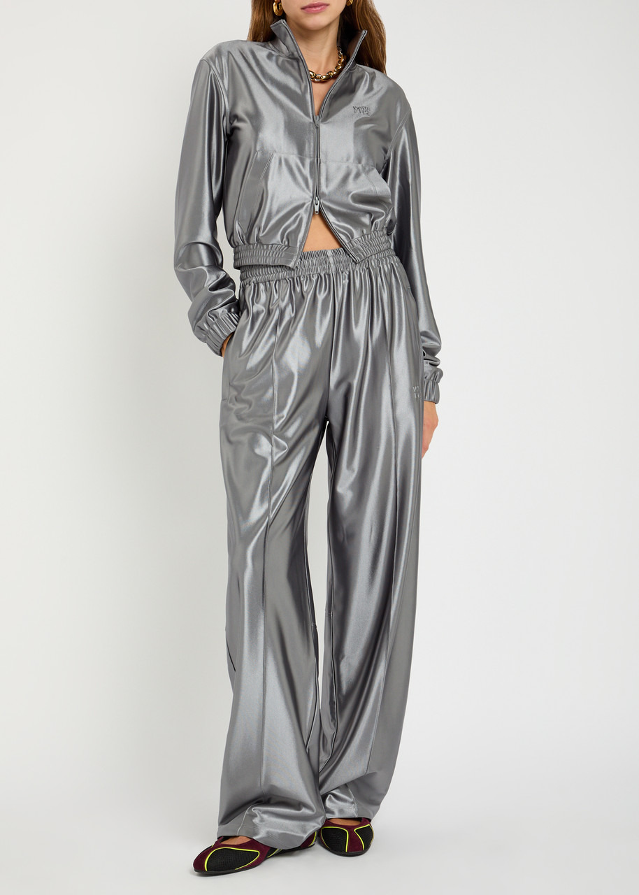 Alexanderwang.t Shrunken Logo-embossed Satin Track Jacket - 4