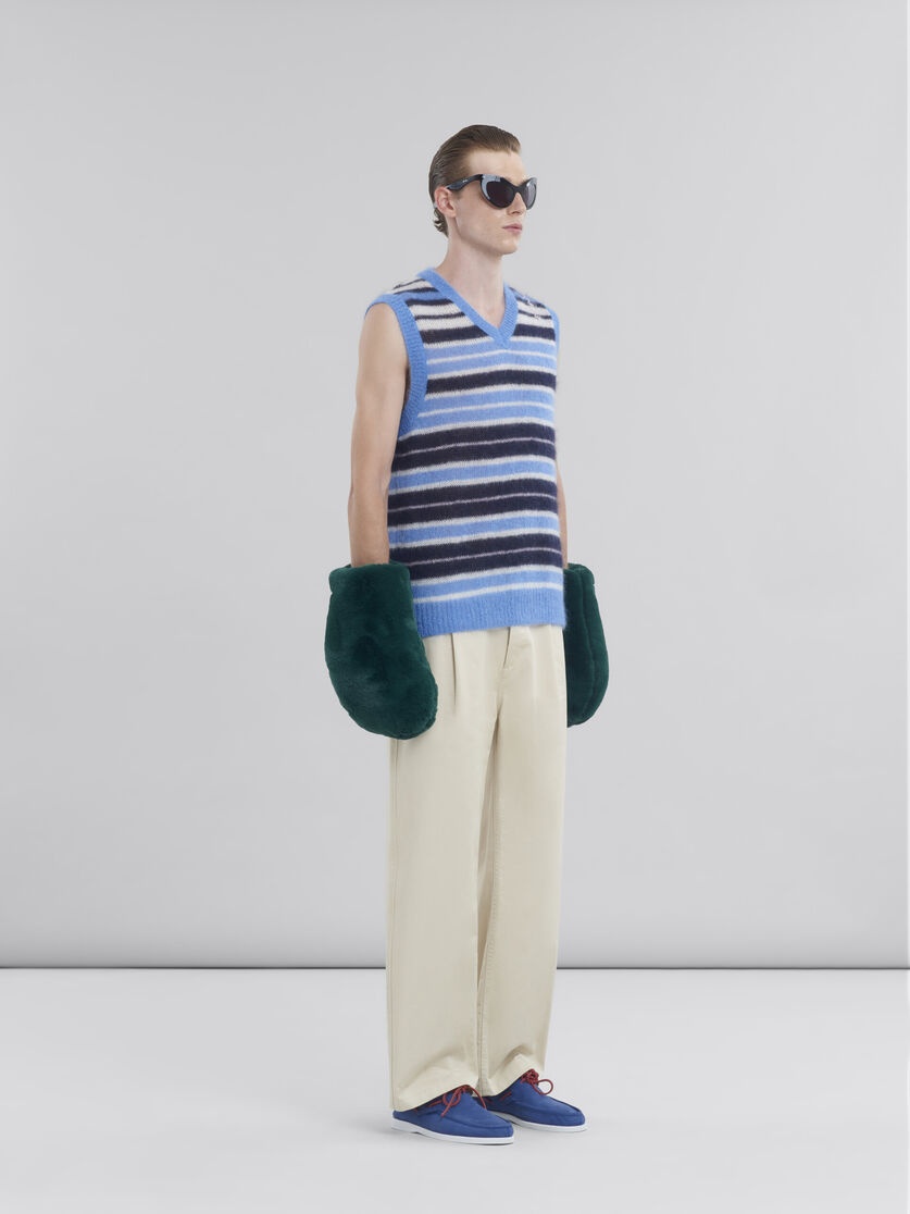 LIGHT BLUE BRUSHED MOHAIR STRIPE GILET - 5