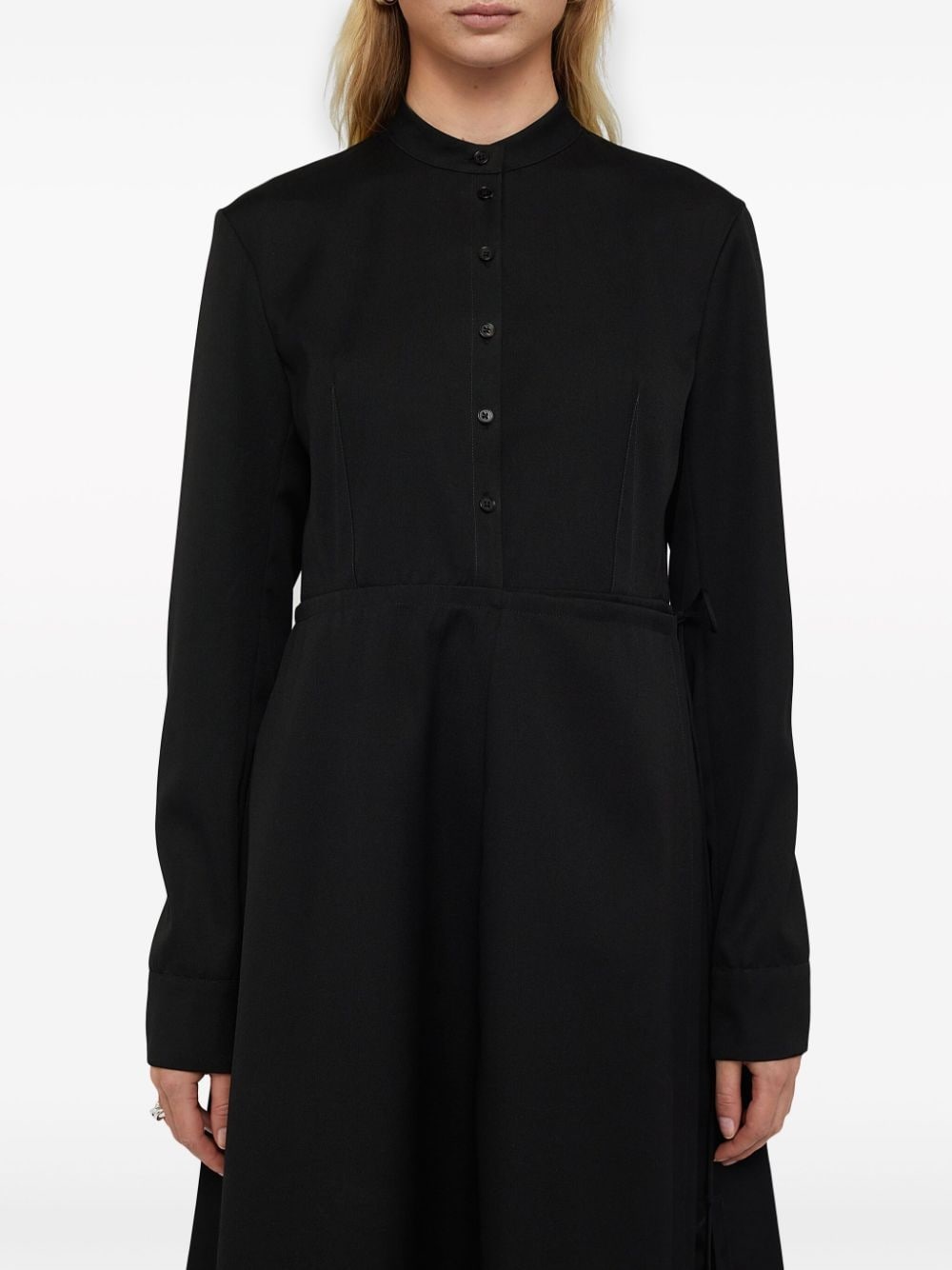 wrapover-panel virgin wool shirtdress - 1