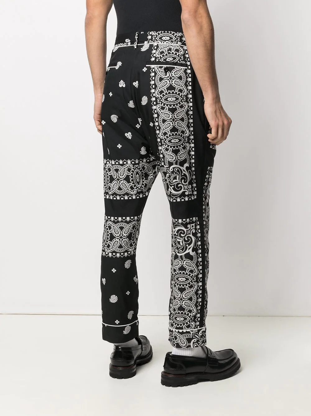 paisley-print belted trousers - 4