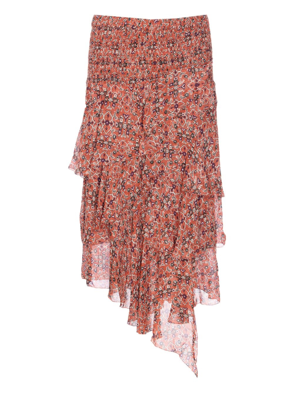 patterned ruffled midi skirt - 1