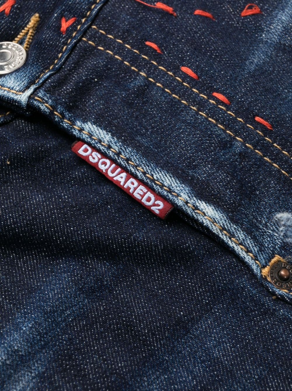 embroidered-design cropped jeans - 7