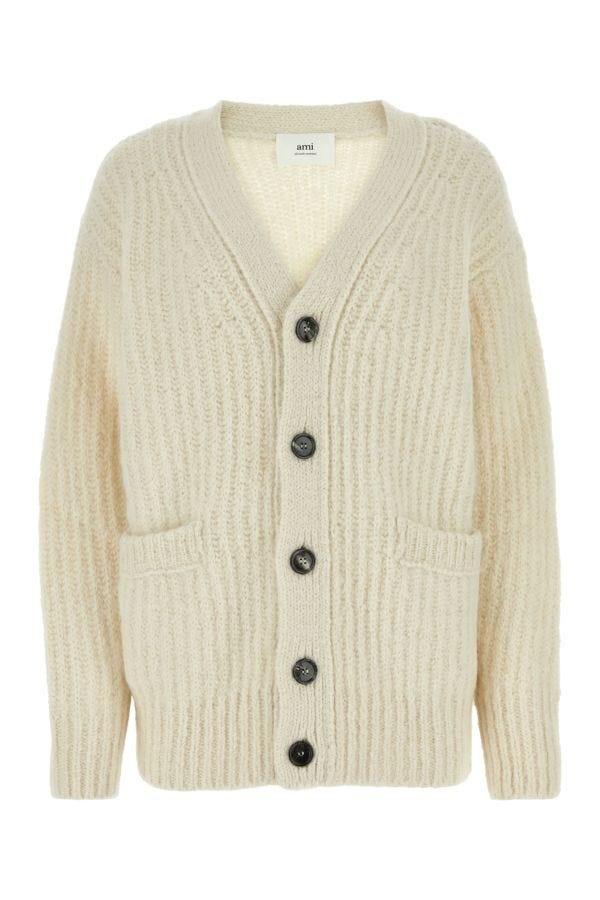 Ami Woman Ivory Alpaca Blend Cardigan - 1