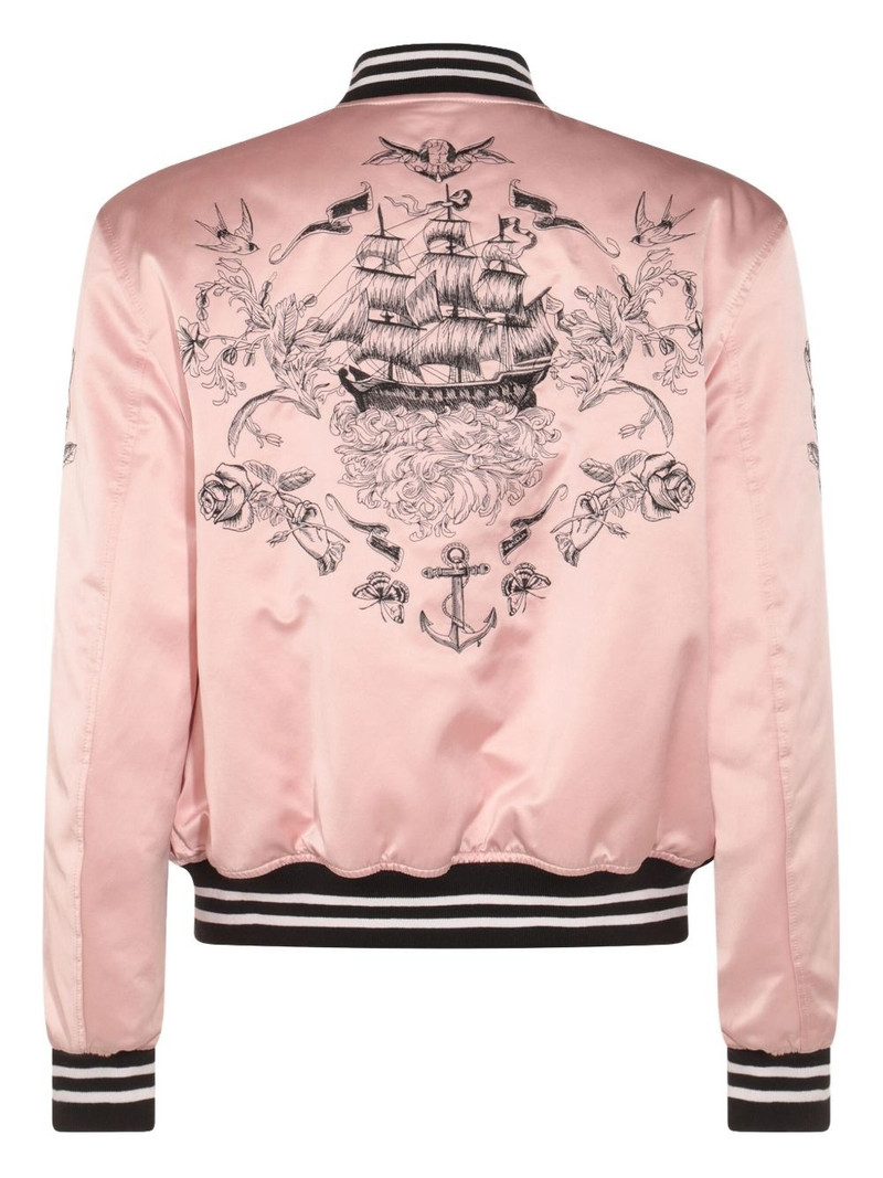 Alexander McQueen rose-embroidery satin bomber jacket outlook