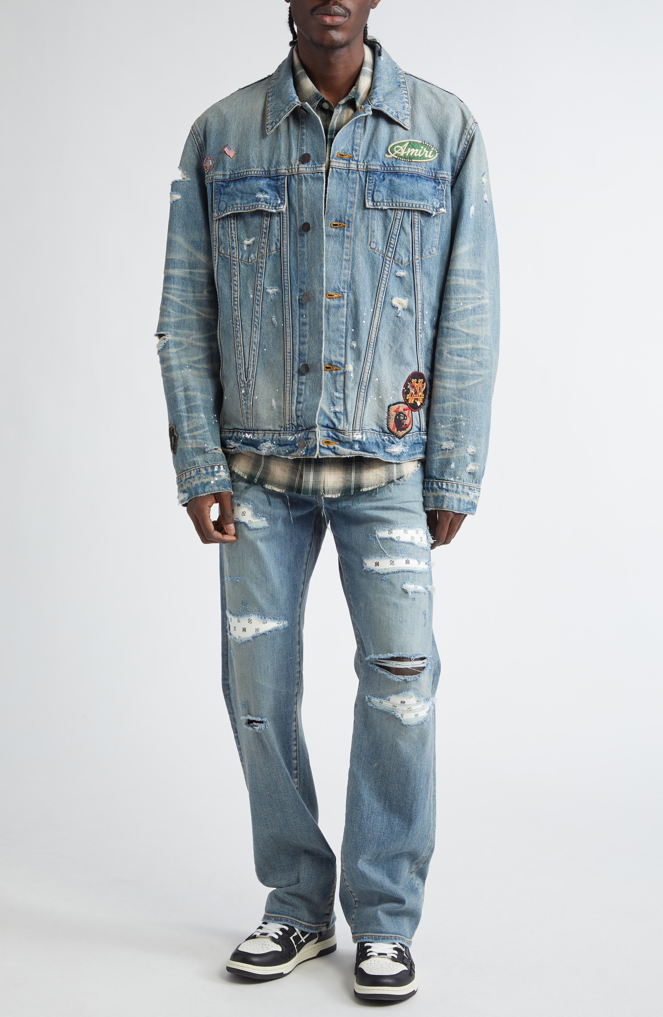 AMIRI Bandana Repaired Slim Fit Jeans in True Indigo at Nordstrom - 2