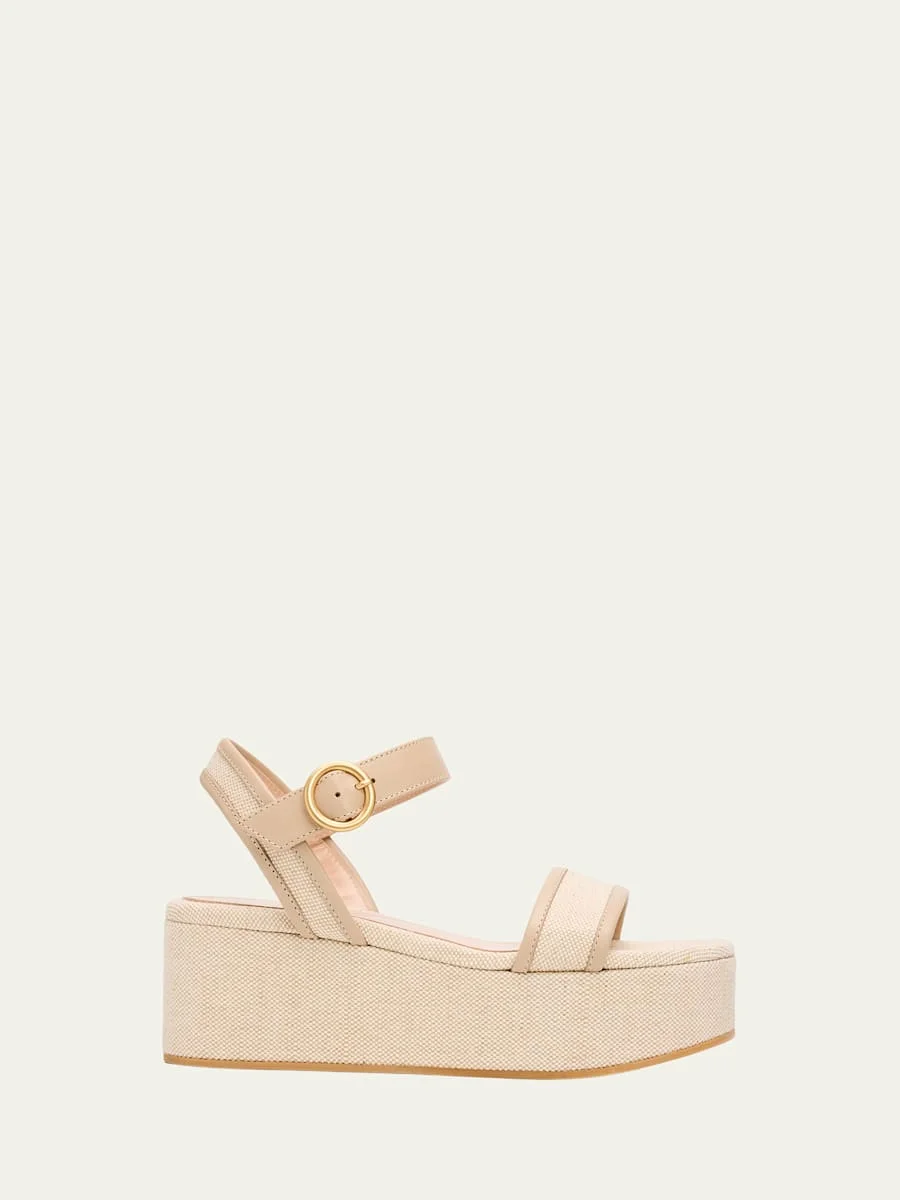 70mm Platform Linen Sandals - 1