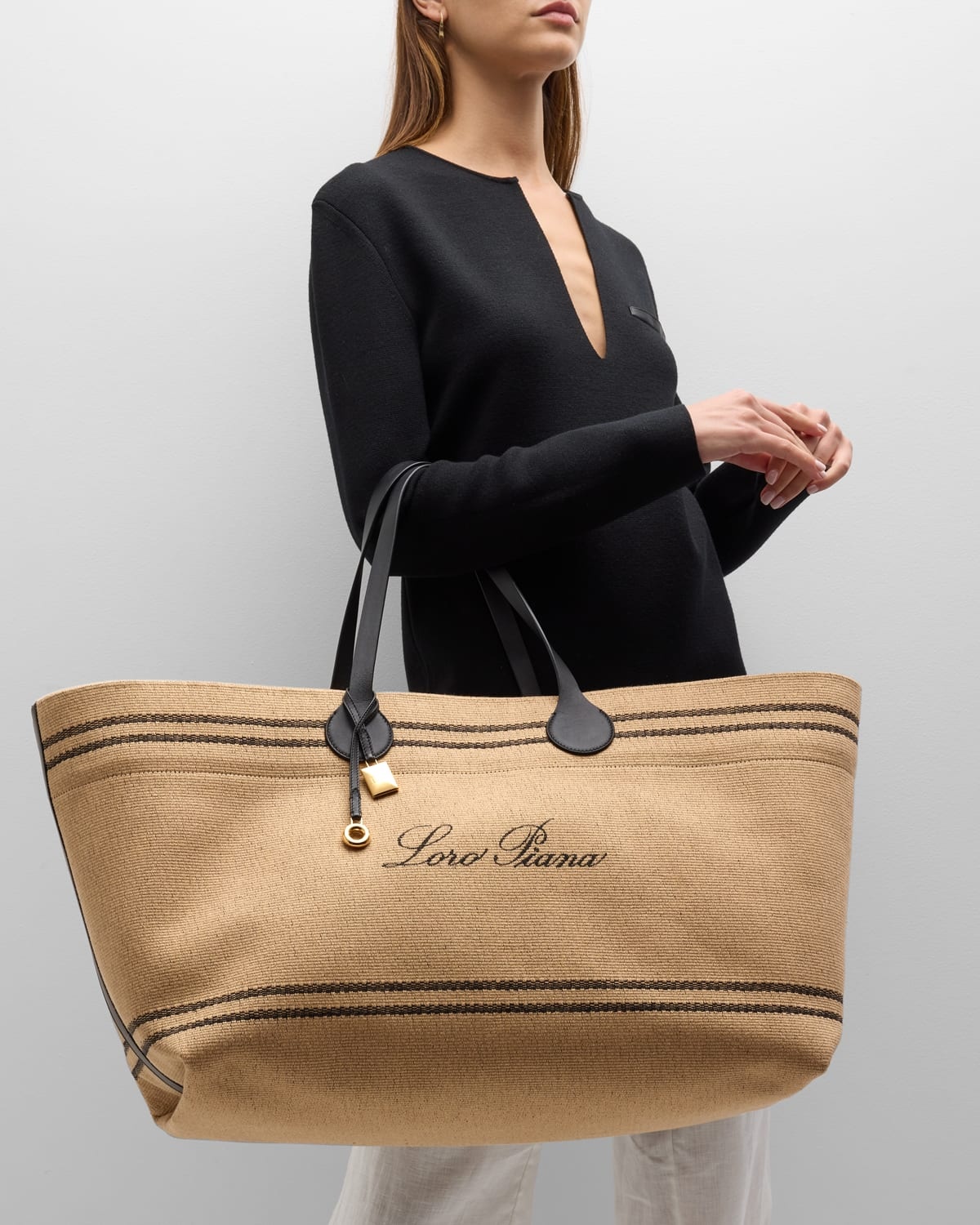 Loro Piana Tasman XL Canvas Tote Bag | neimanmarcus | REVERSIBLE
