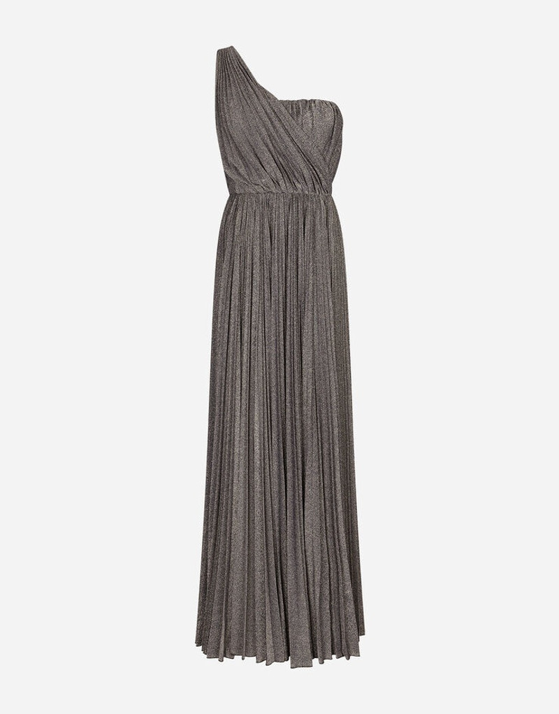 Long lamé jersey one-shoulder 드레스 3