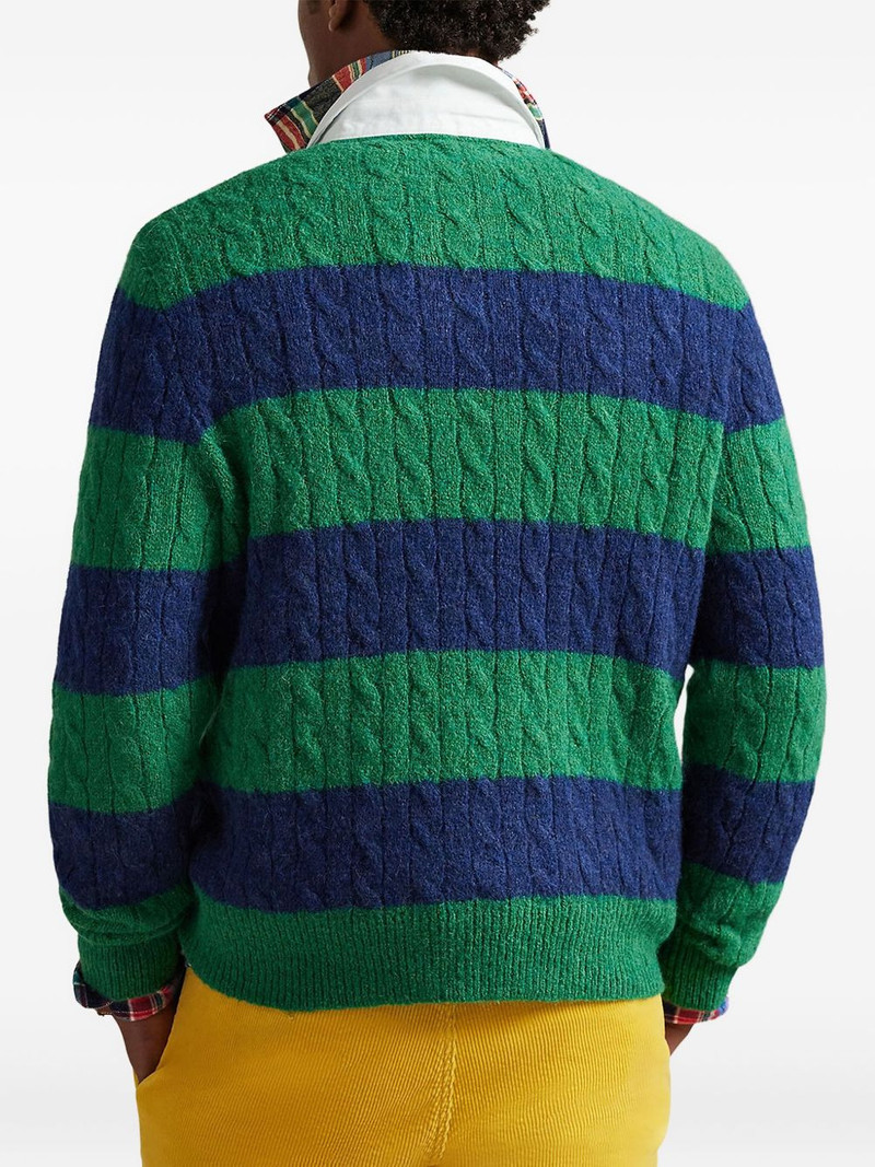 Rugby striped cable-knit polo shirt 4